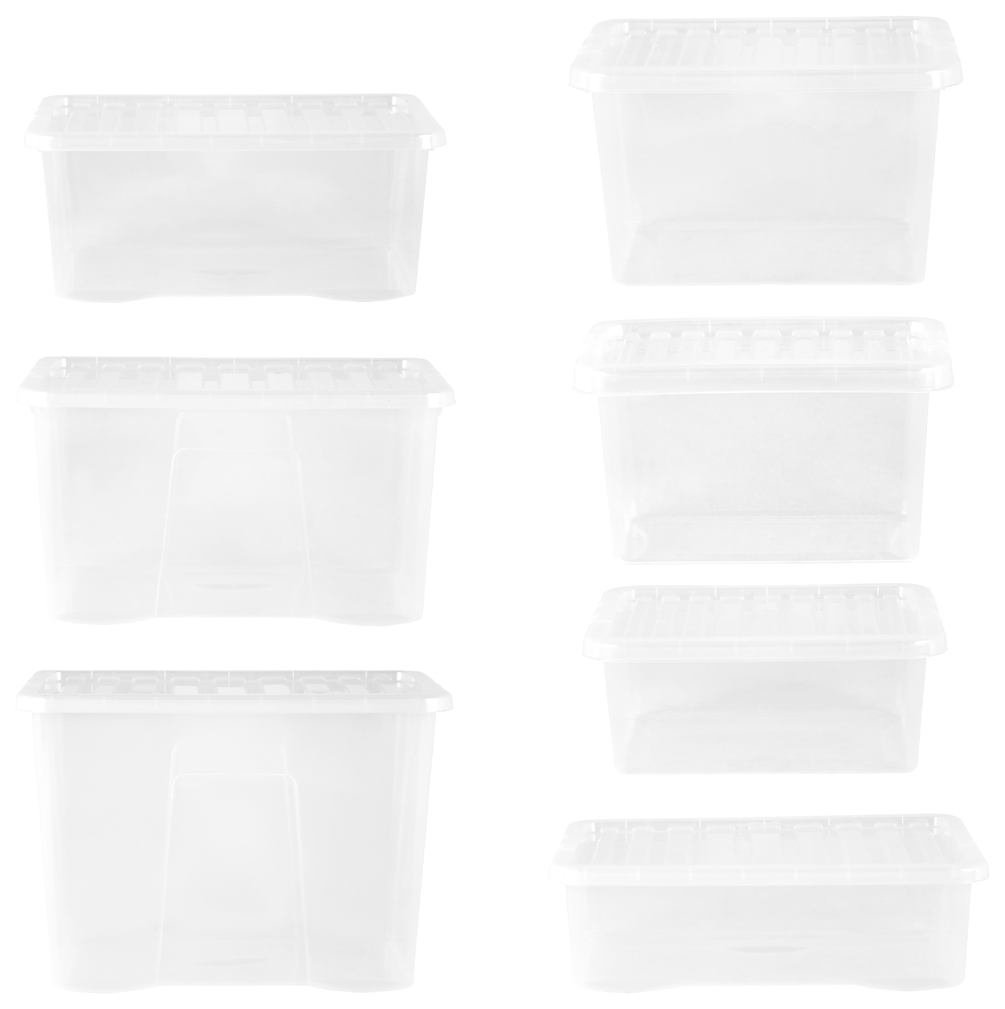 Crystal Multi-Size Storage Box & Clear Lid - 7 Piece