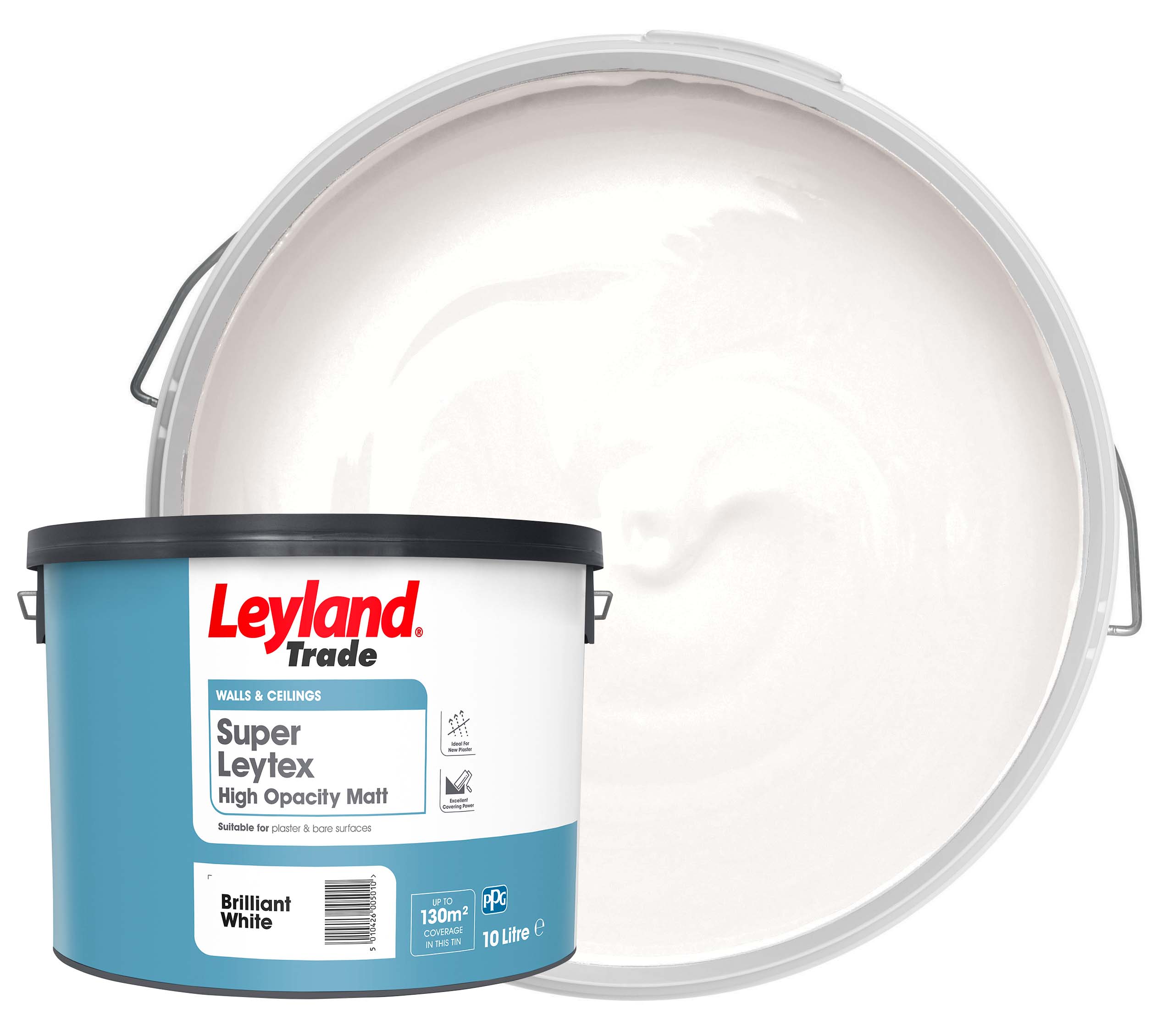 Leyland Trade Super Leytex Paint - Brilliant White - 10L