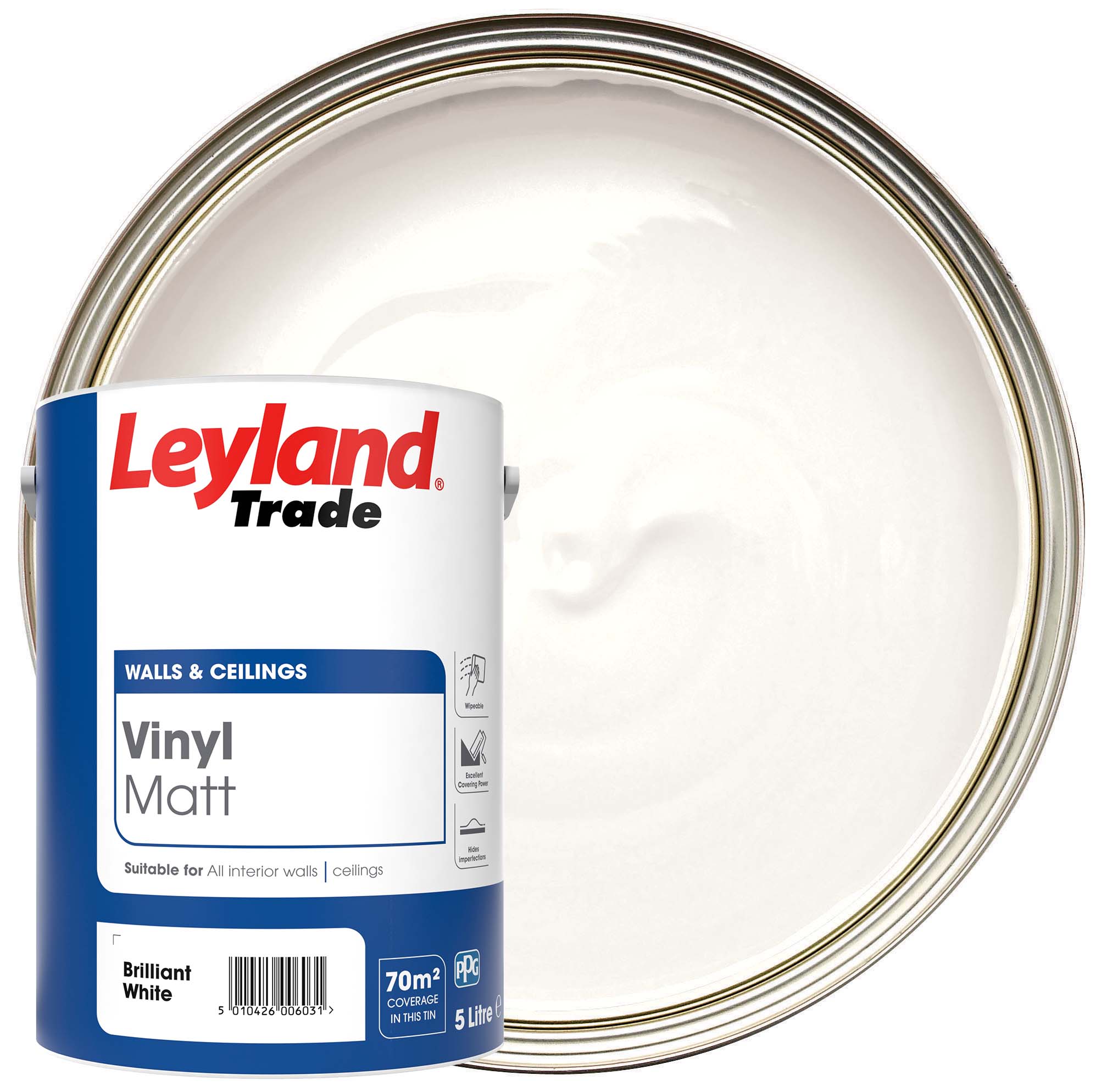 Leyland Trade Vinyl Matt Paint - Brilliant White - 5L