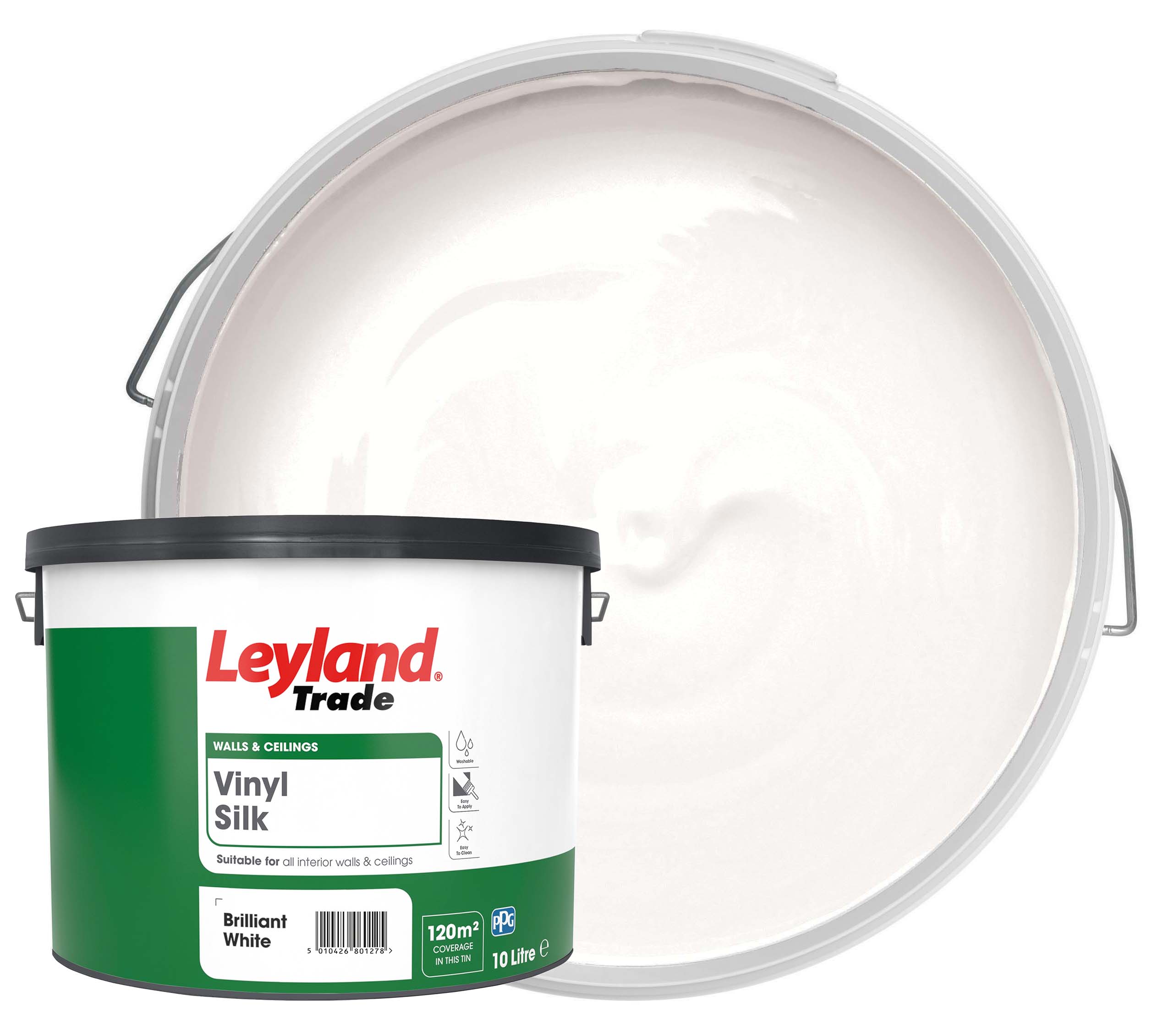 Leyland Trade Vinyl Silk Paint - Brilliant White - 10L