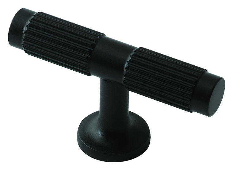 Duarti By Calypso Loria Fluted Small T-Bar Bathroom Furniture Handle - Black