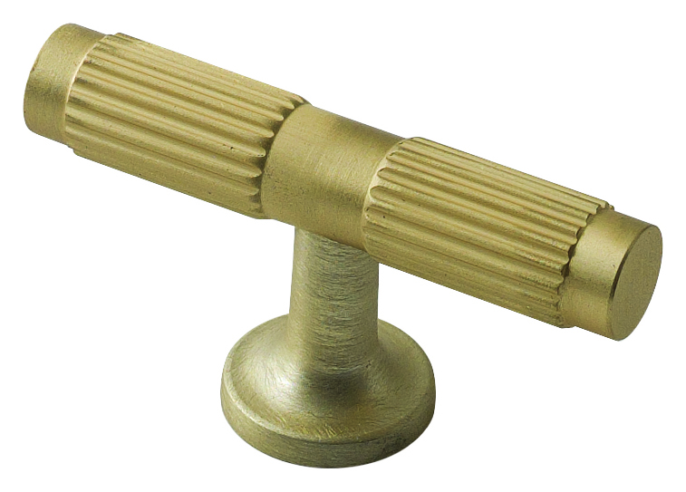 Duarti By Calypso Loria Fluted Small T-Bar Bathroom Furniture Handle - Brushed Brass