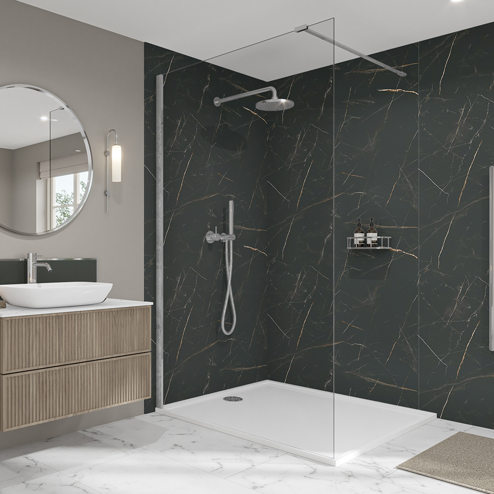 Wetwall Elite Marbre Celeste Tongue & Groove Single Shower Panel - 2420 x 1200 x 10mm