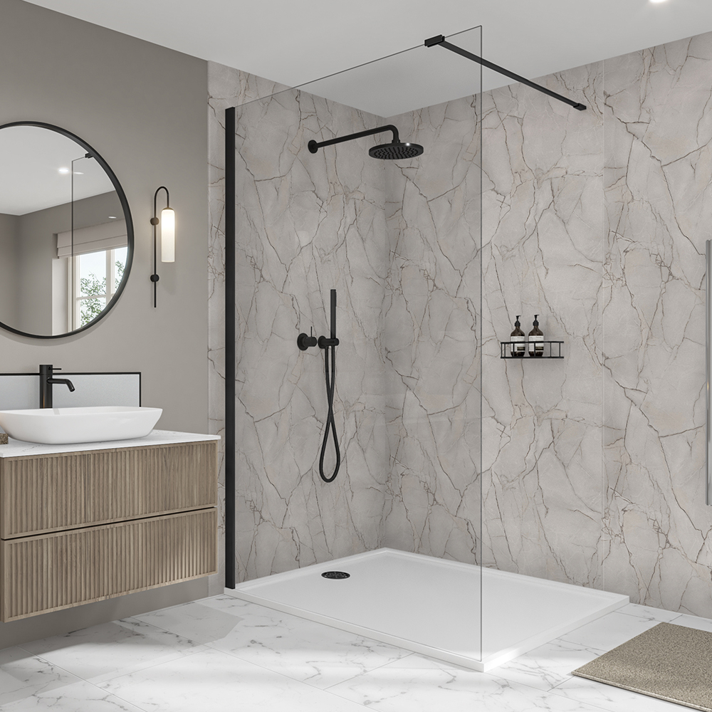 Wetwall Elite Marmo Puro Elite Tongue & Groove Single Shower Panel - 2420 x 1200 x 10mm