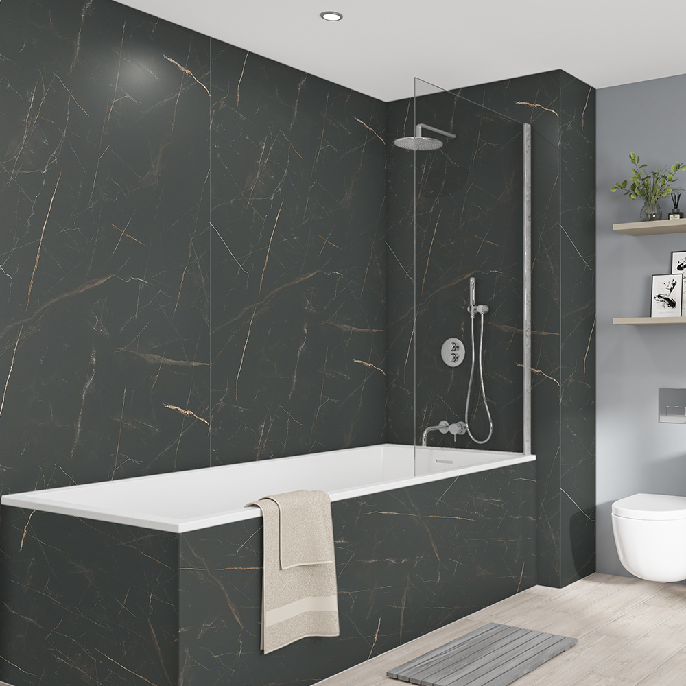 Wetwall Elite Marbre Celeste 3 Sided Shower Panel Kit - 1200 x 900mm