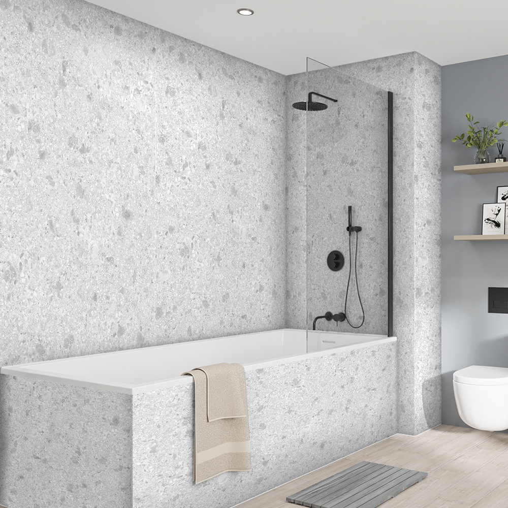 Wetwall Elite Terrazzo Nuage Post-Formed Finished Edge Single Shower Panel - 2420 x 1200mm