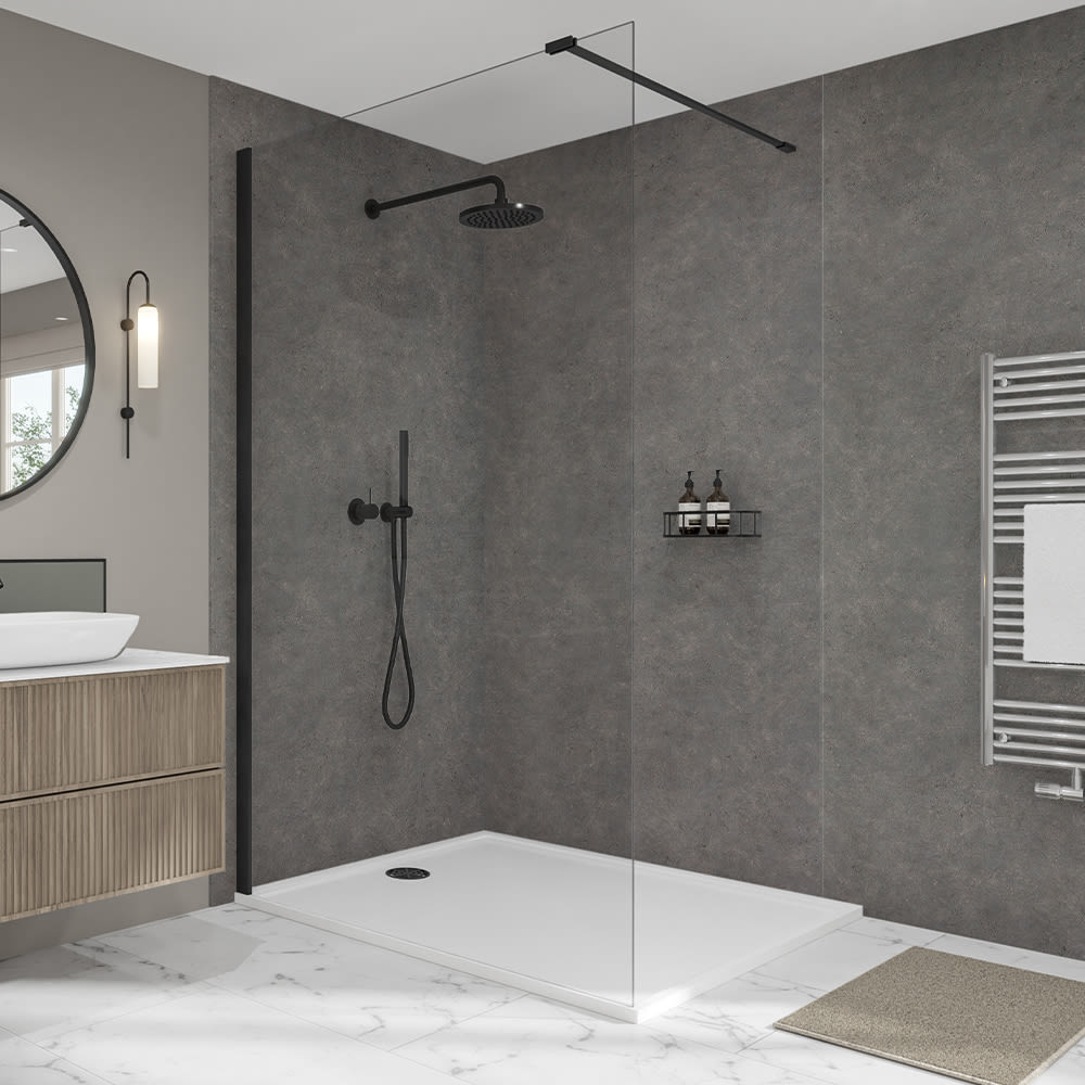 Wetwall Elite Soft Basalt 2 Sided Shower Panel Kit - 900 x 900mm ...