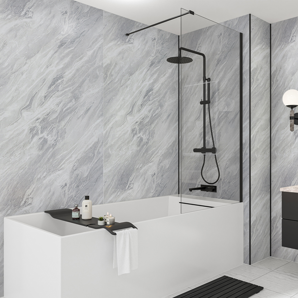 Wetwall Brera Marble Mermaid Collection 2 Sided Long Wall Shower Panel Kit - 1700 x 900mm