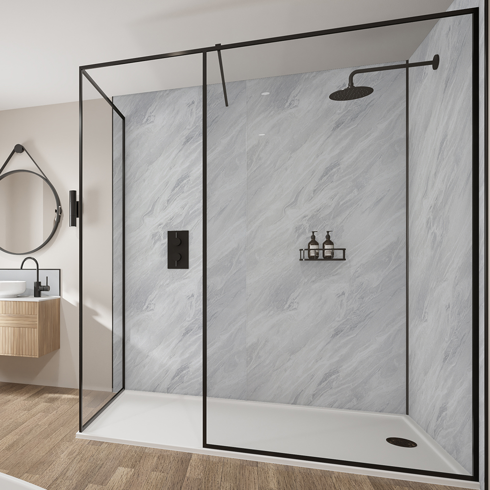 Wetwall Mermaid Brera Marble 2 Sided Shower Panel Kit - 900 x 900mm