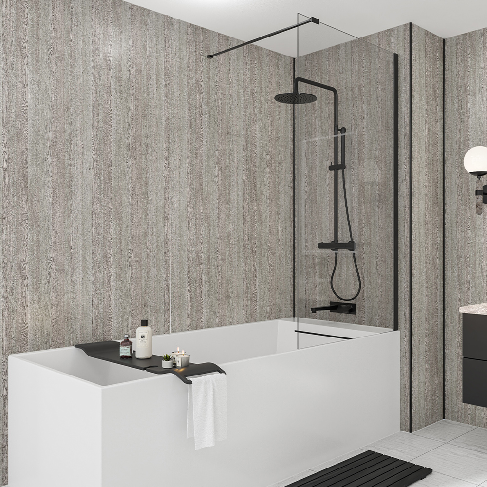 Wetwall Mermaid Silver Oak 2 Sided Shower Panel Kit - 1700 x 900mm