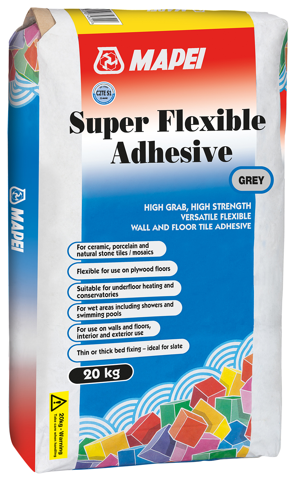 Mapei Super Flexible S1 Grey Wall & Floor Tile Adhesive - 20kg