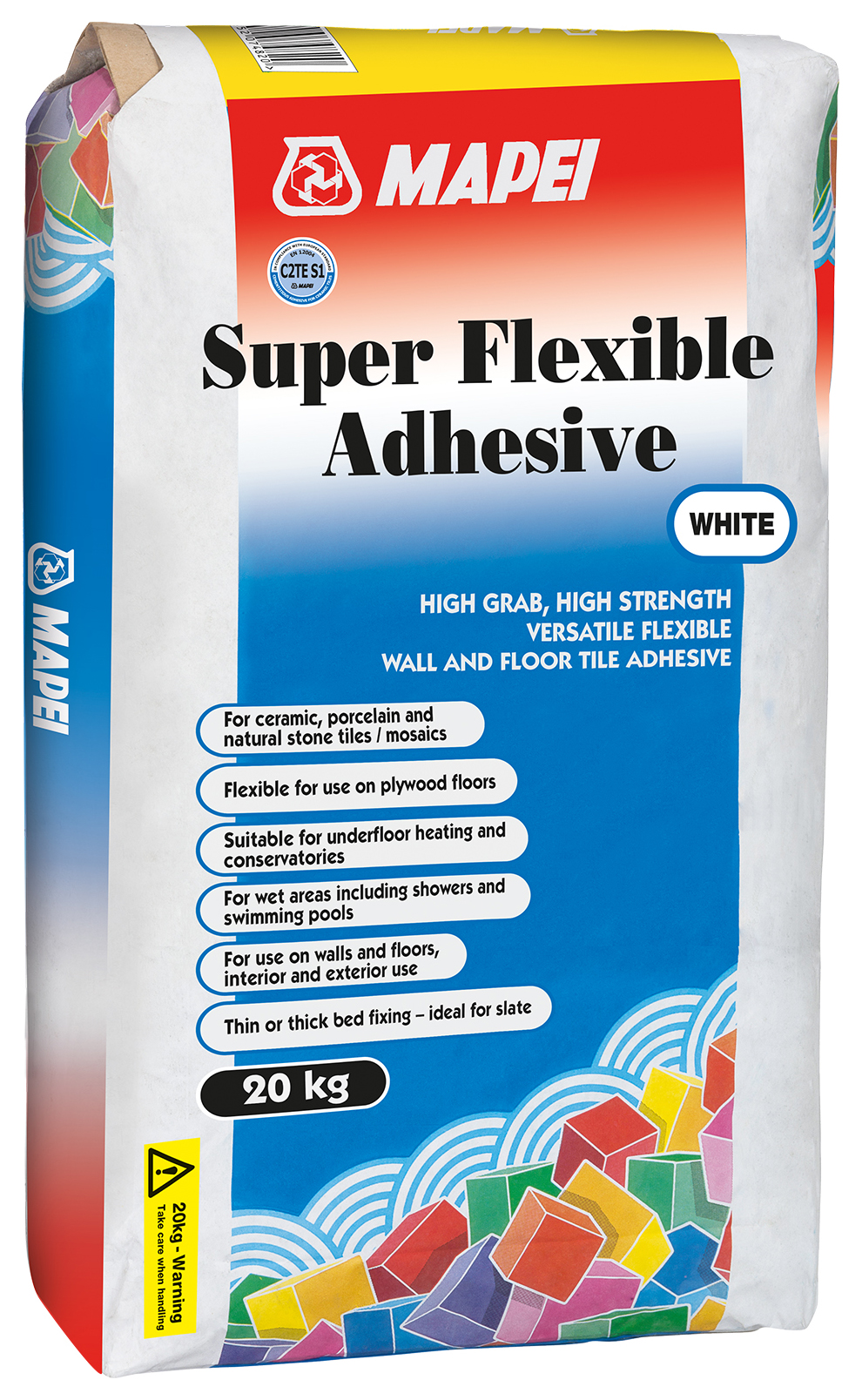 Mapei Super Flexible S1 White Wall & Floor Tile Adhesive - 20kg