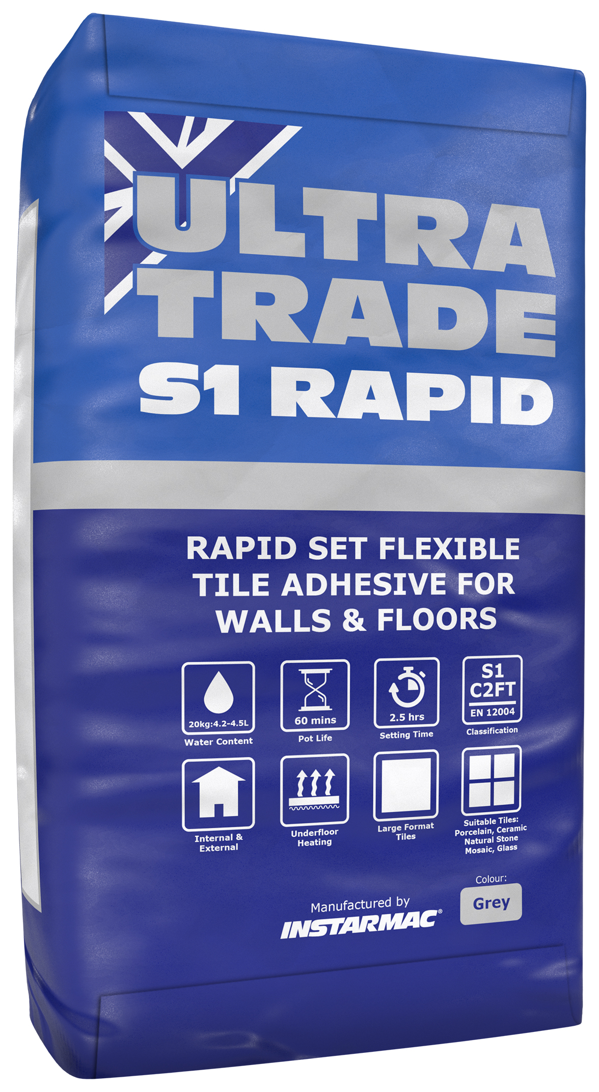 UltraTrade S1 Rapid Set Grey Tile Adhesive - 20kg