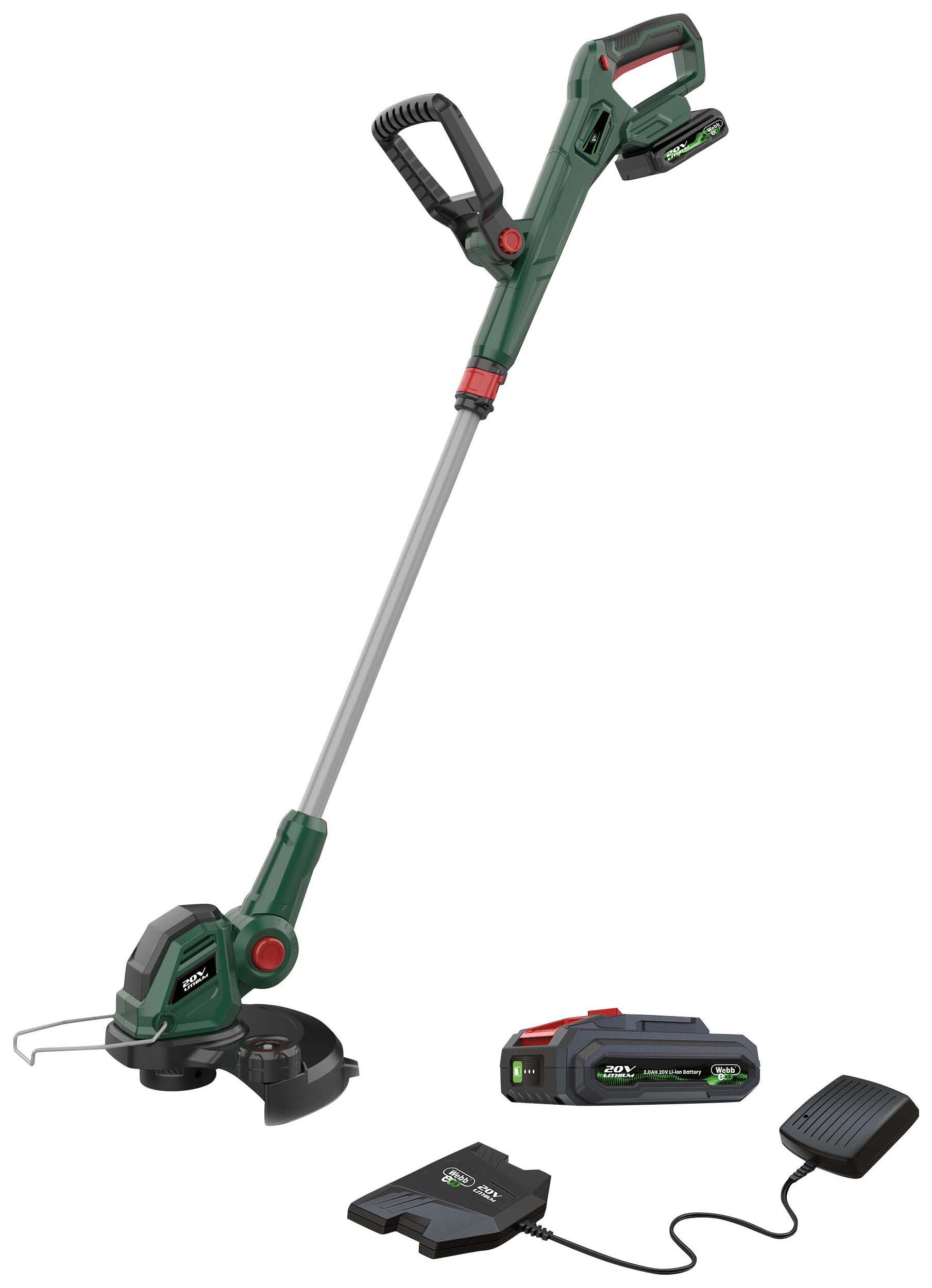 Webb Eco 20V Cordless 30cm Grass Trimmer with 2.0Ah Battery & Charger