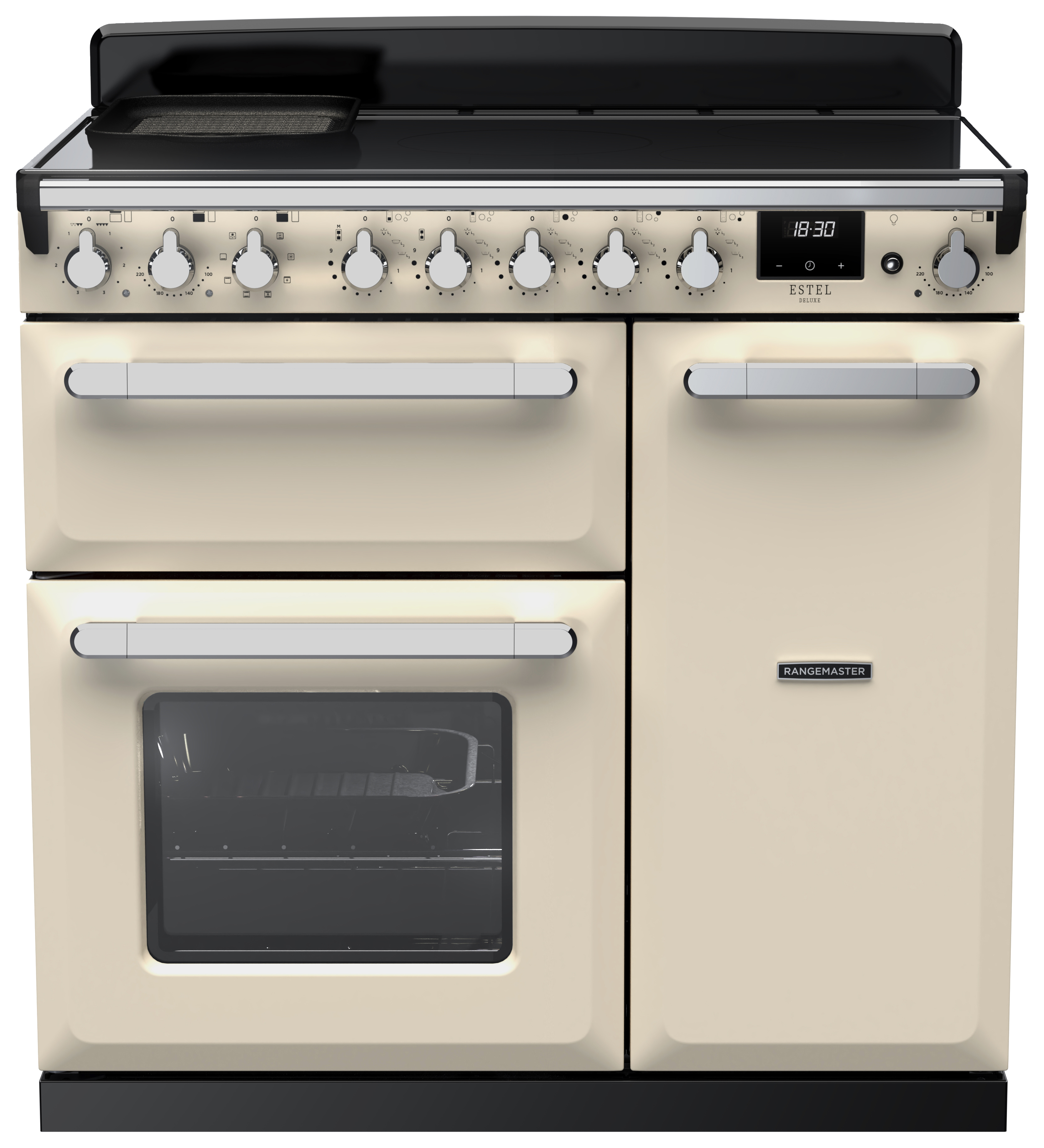 Rangemaster Estel Deluxe 90cm Induction Rangecooker - Pale Cream + Chrome