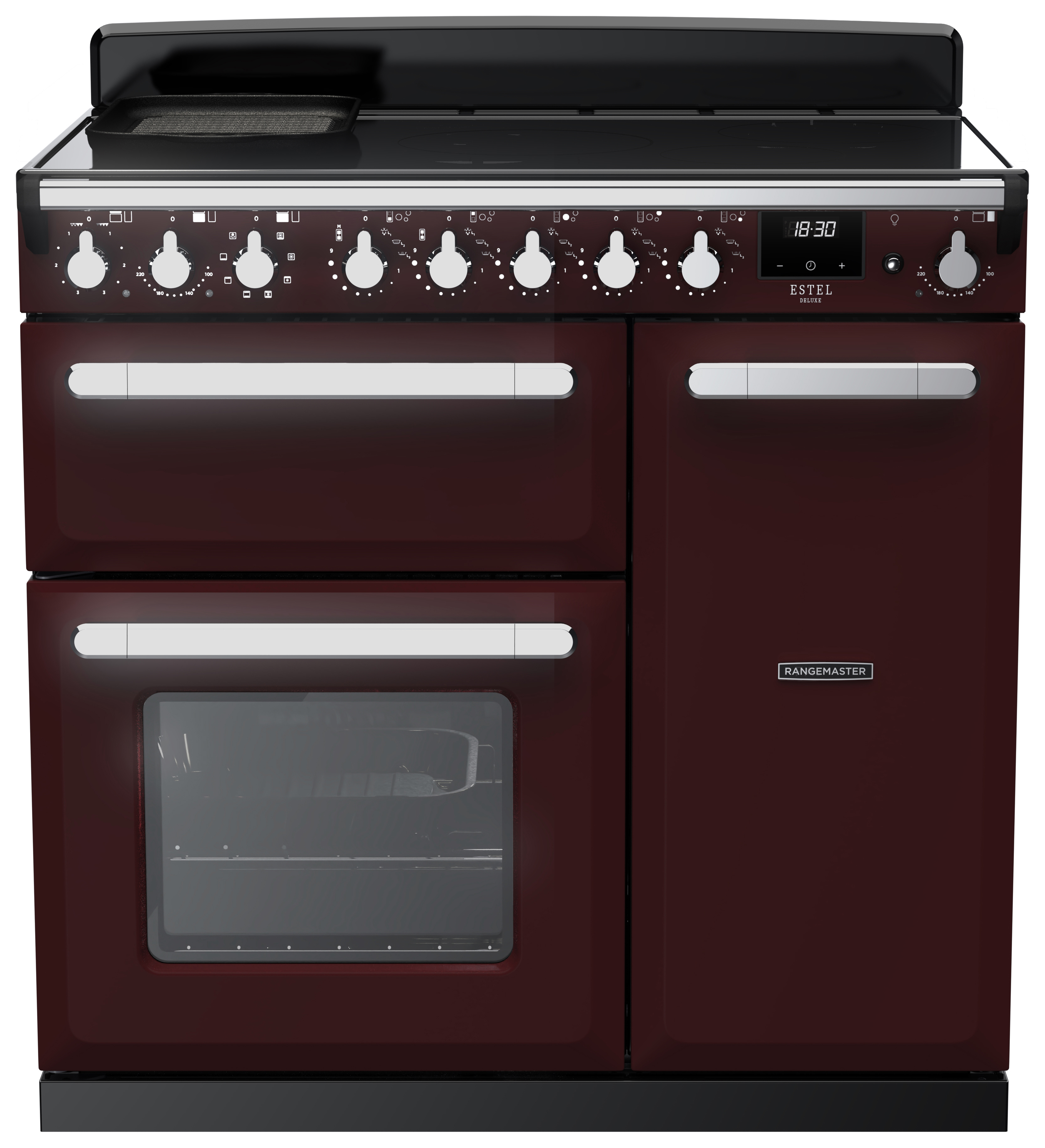 Rangemaster Estel Deluxe 90cm Induction Rangecooker - Bordeaux + Chrome