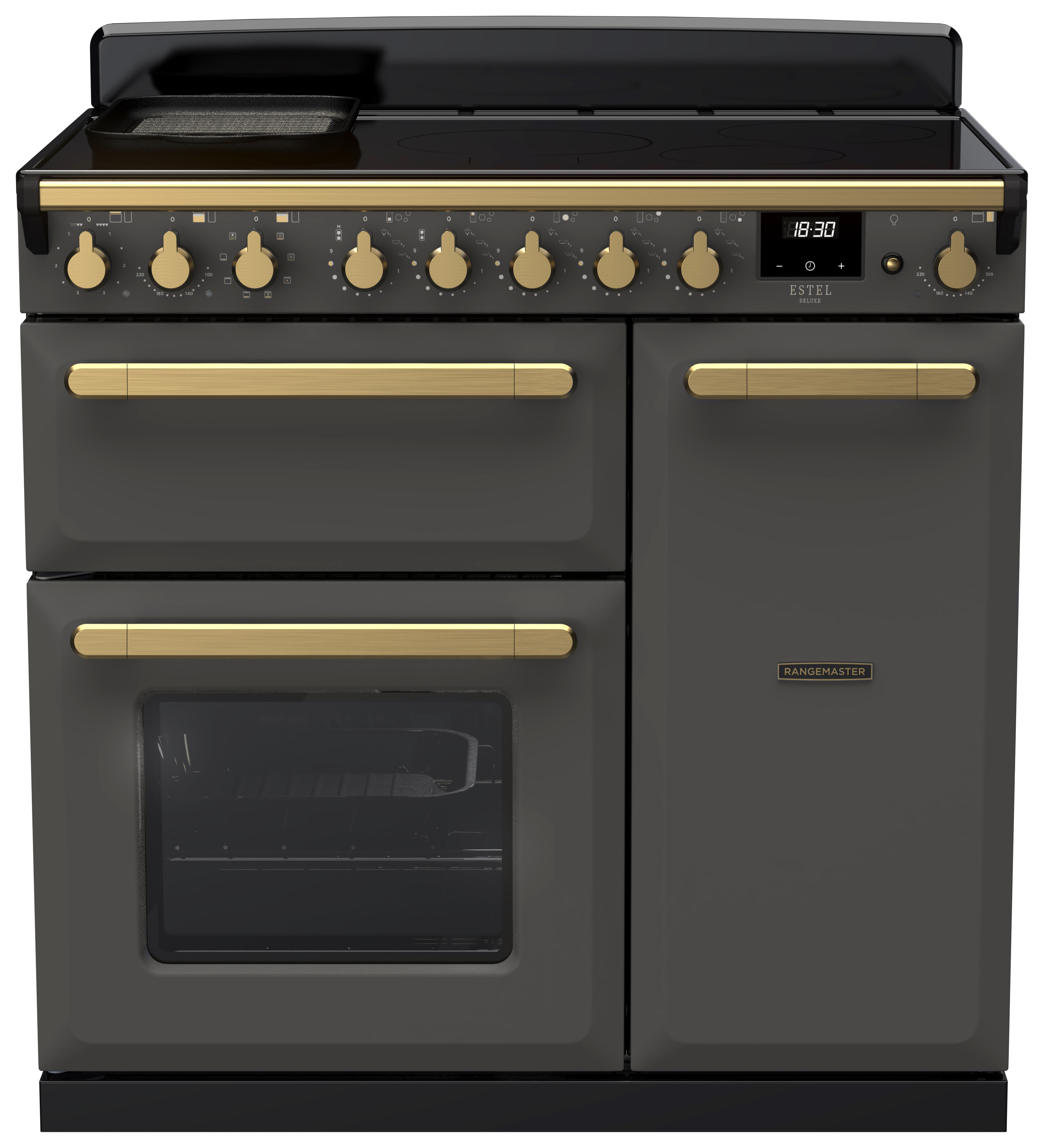 Rangemaster Estel Deluxe 90cm Induction Rangecooker - Slate + Brass