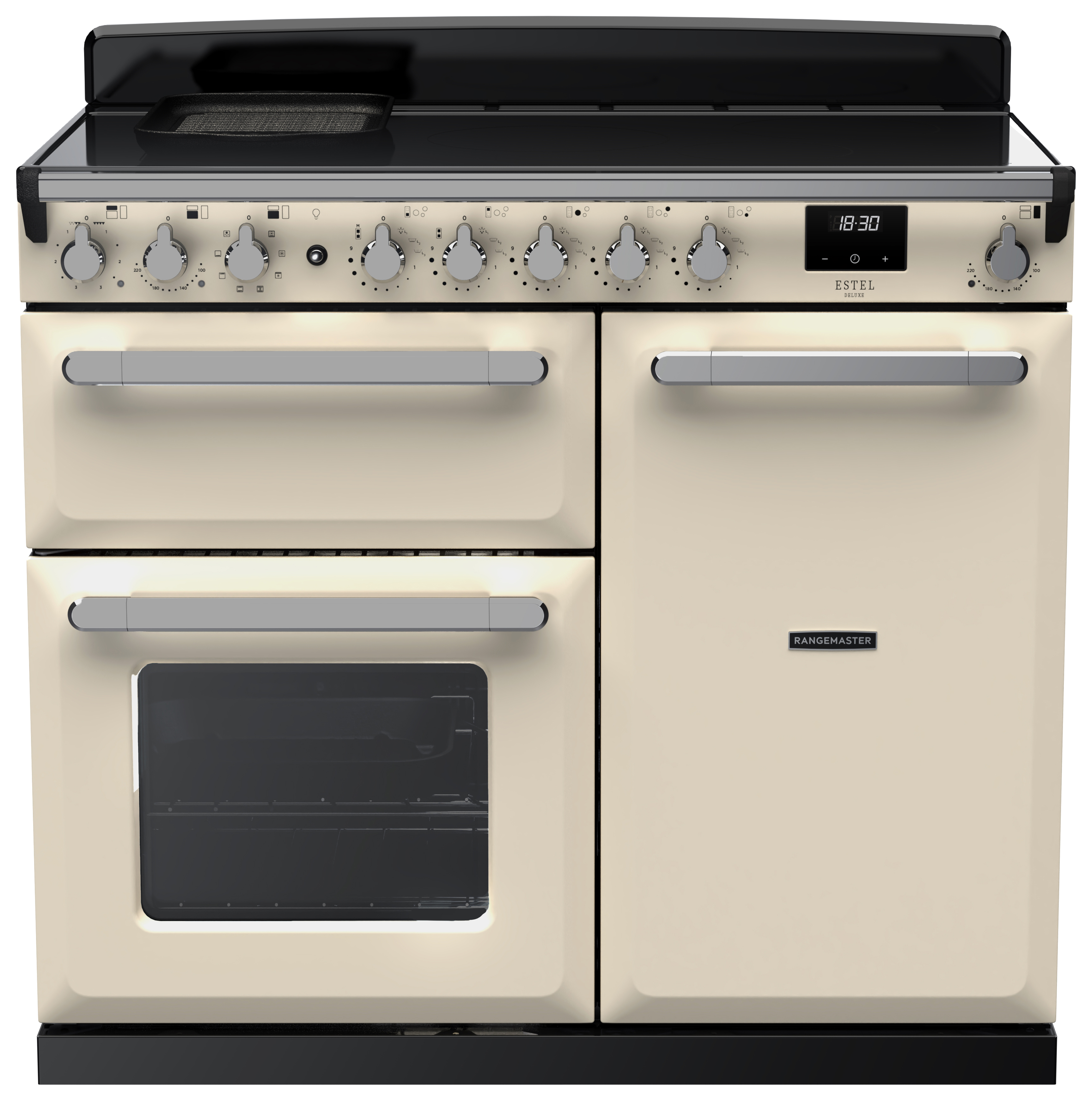 Rangemaster Estel Deluxe 100cm Induction Rangecooker - Pale Cream + Chrome