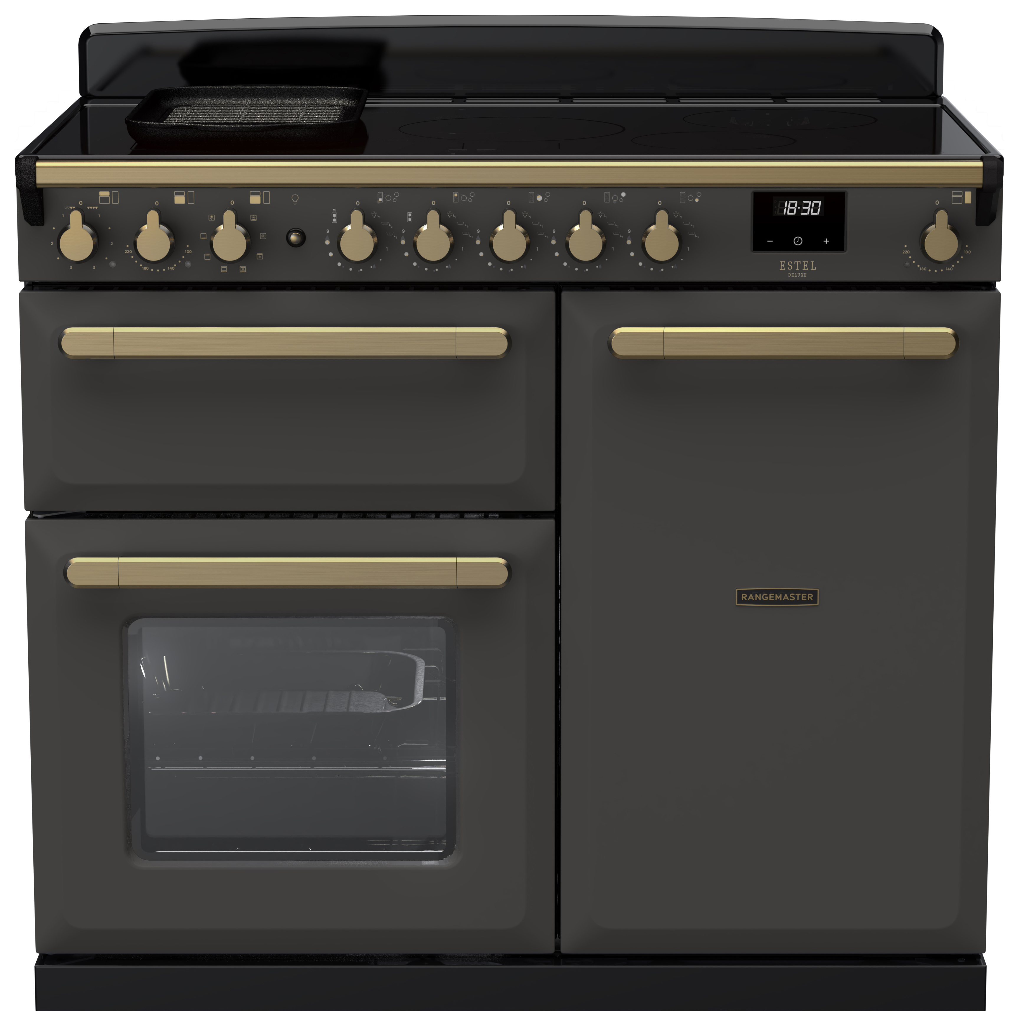 Rangemaster Estel Deluxe 100cm Induction Rangecooker - Slate + Brass