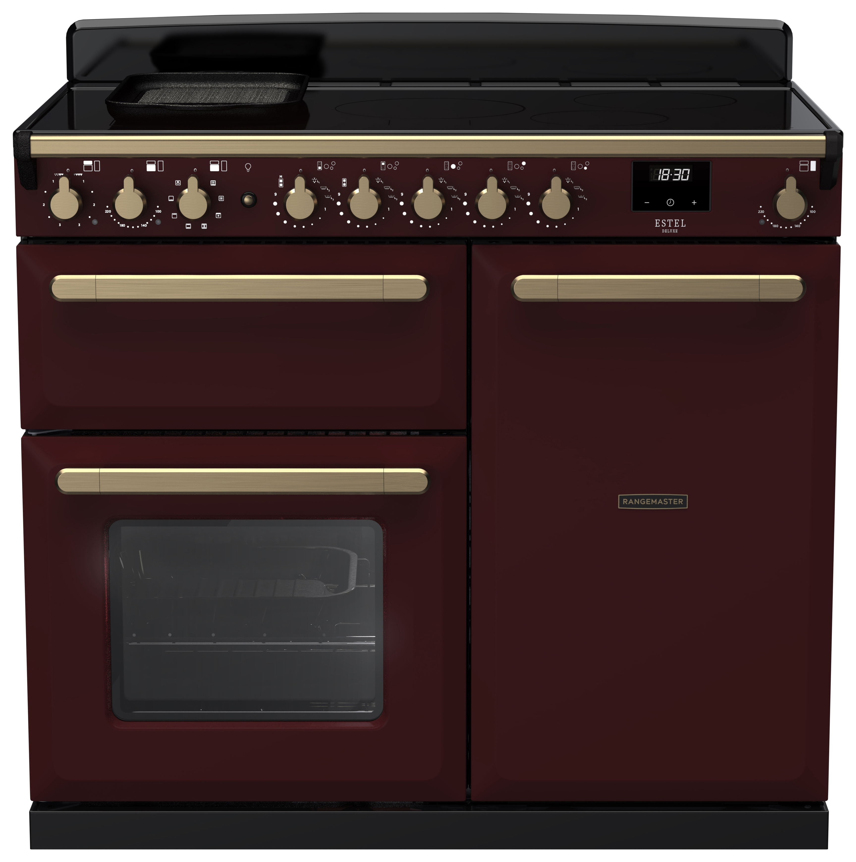 Rangemaster Estel Deluxe 100cm Induction Rangecooker - Bordeaux + Brass