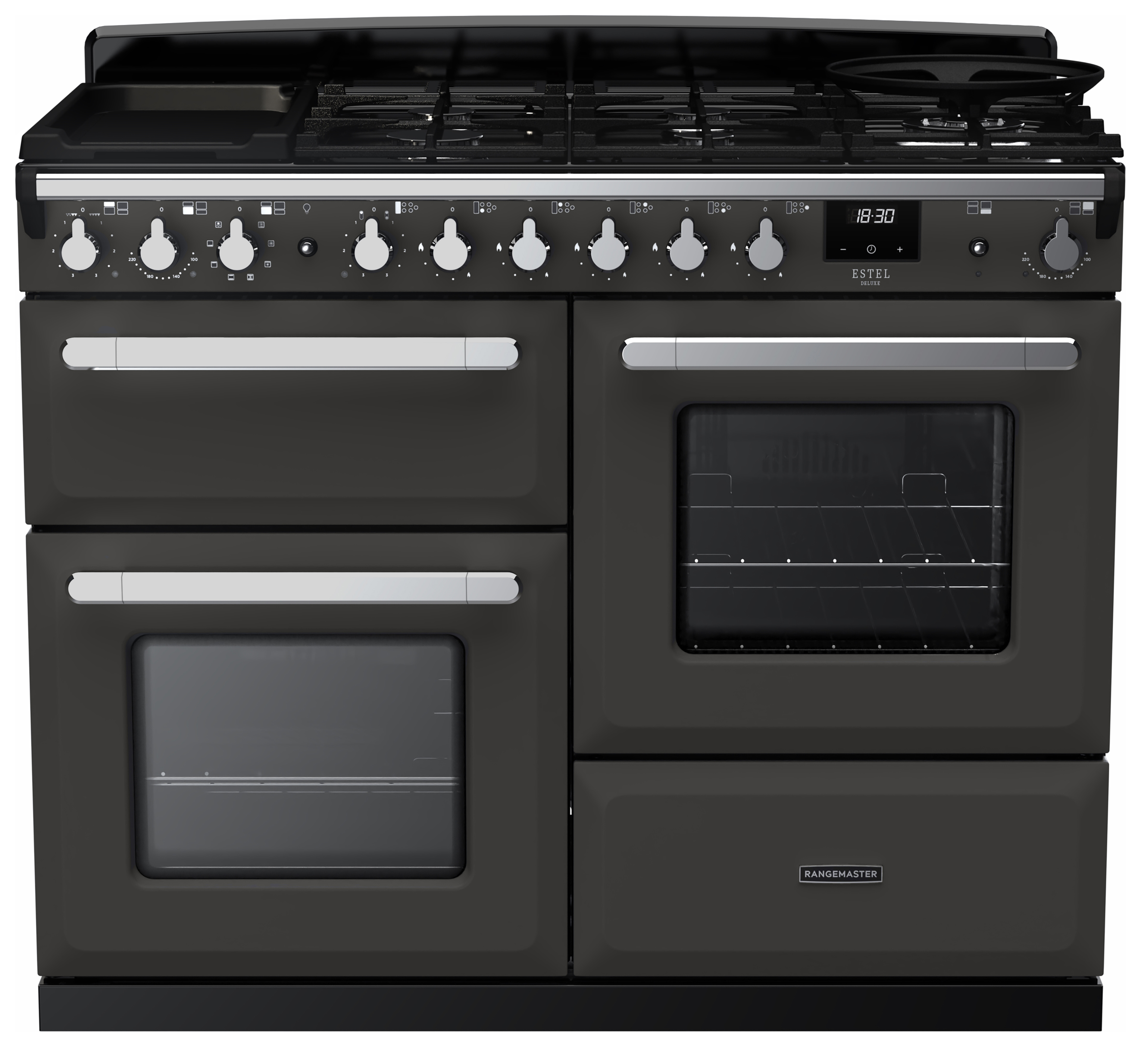 Rangemaster Estel Deluxe 110cm Dual Fuel Rangecooker - Slate + Chrome