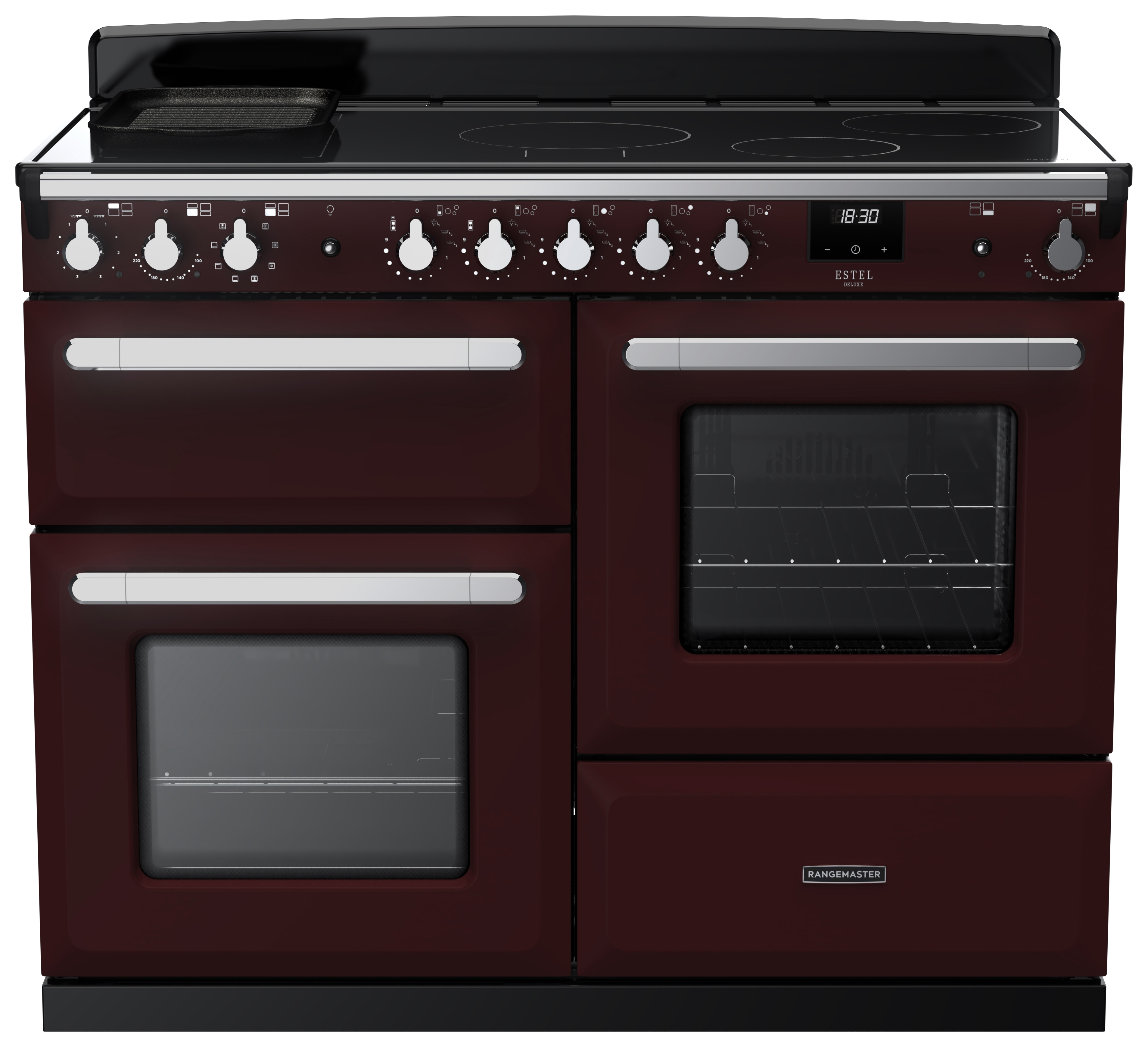 Rangemaster Estel Deluxe 110cm Induction Rangecooker - Bordeaux + Chrome