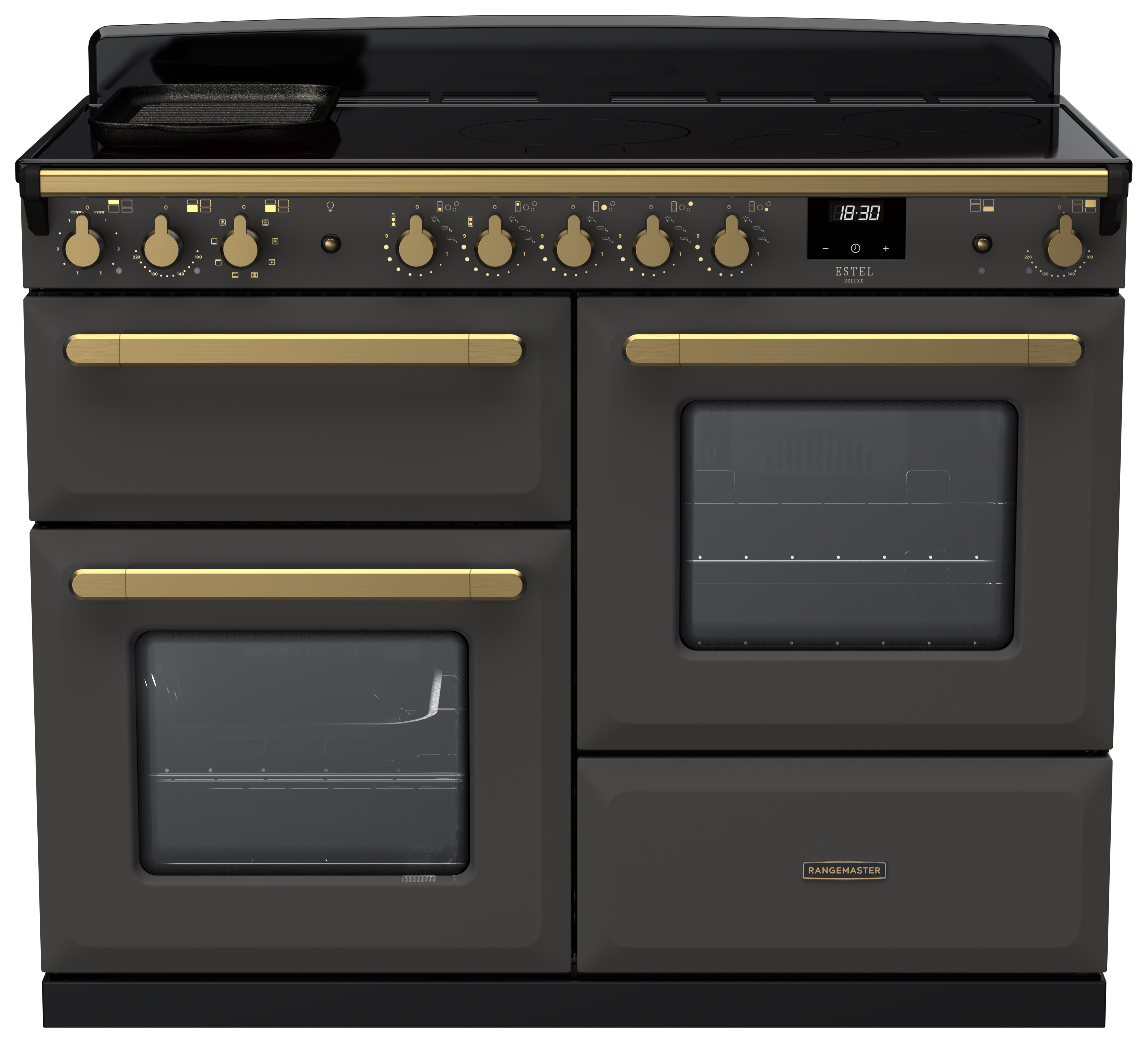 Rangemaster Estel Deluxe 110cm Induction Rangecooker - Slate + Brass