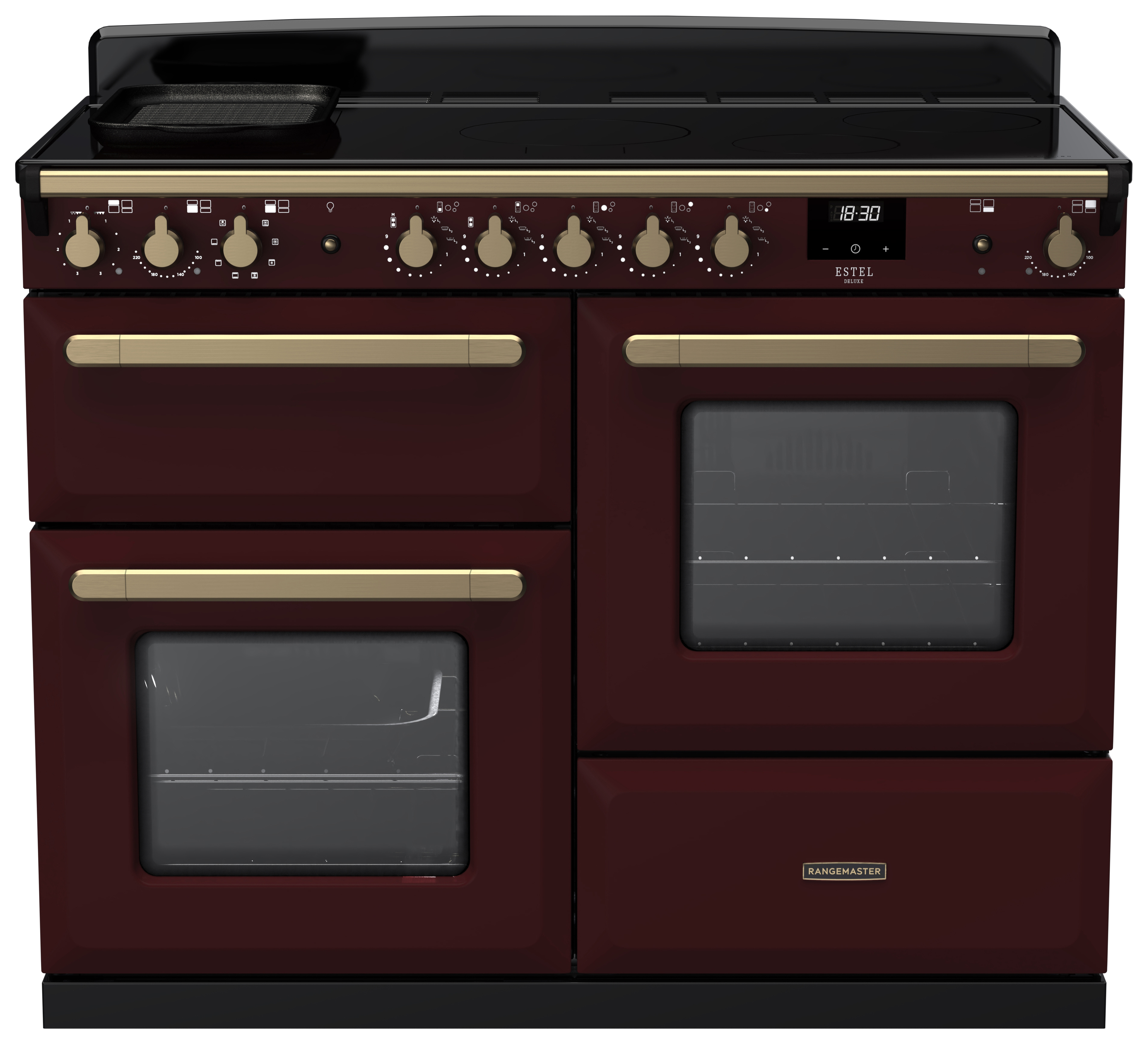 Rangemaster Estel Deluxe 110cm Induction Rangecooker - Bordeaux + Brass