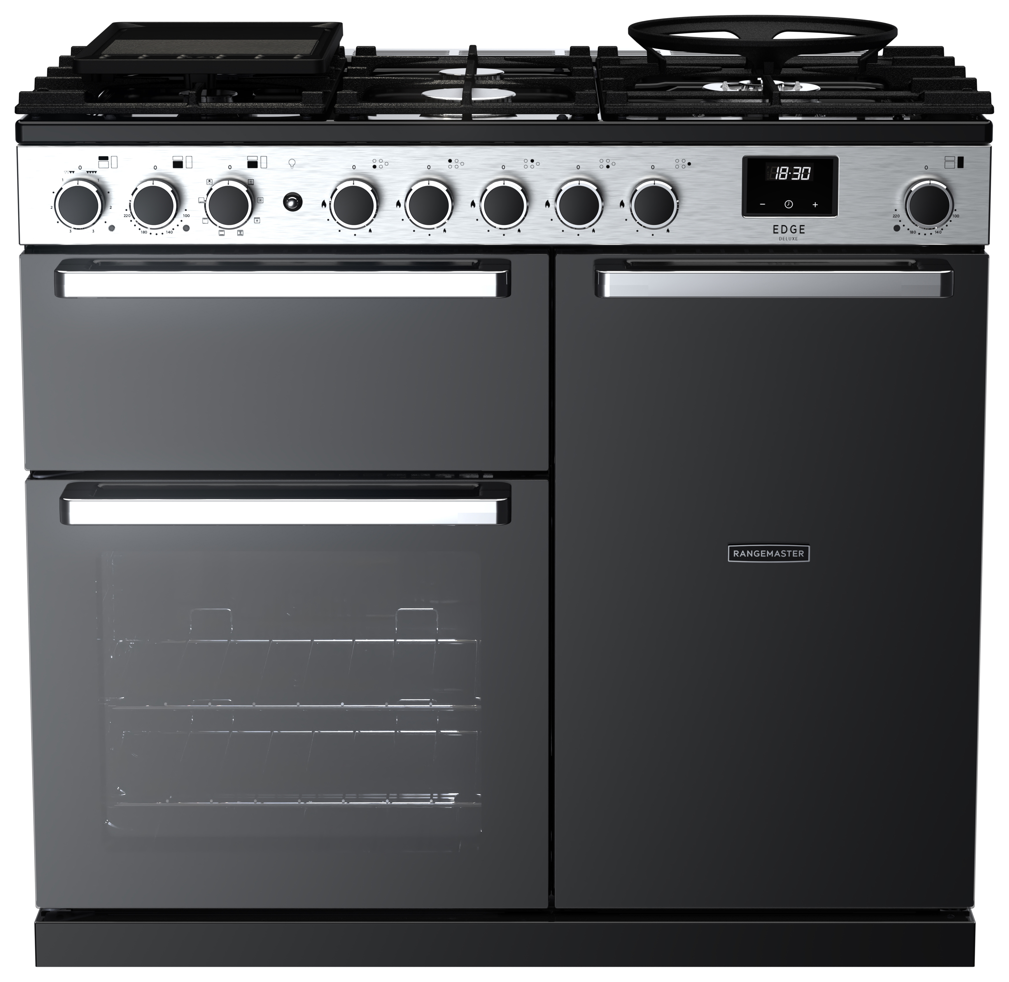 Rangemaster Edge Deluxe 100cm Dual Fuel Rangecooker - Black Glass