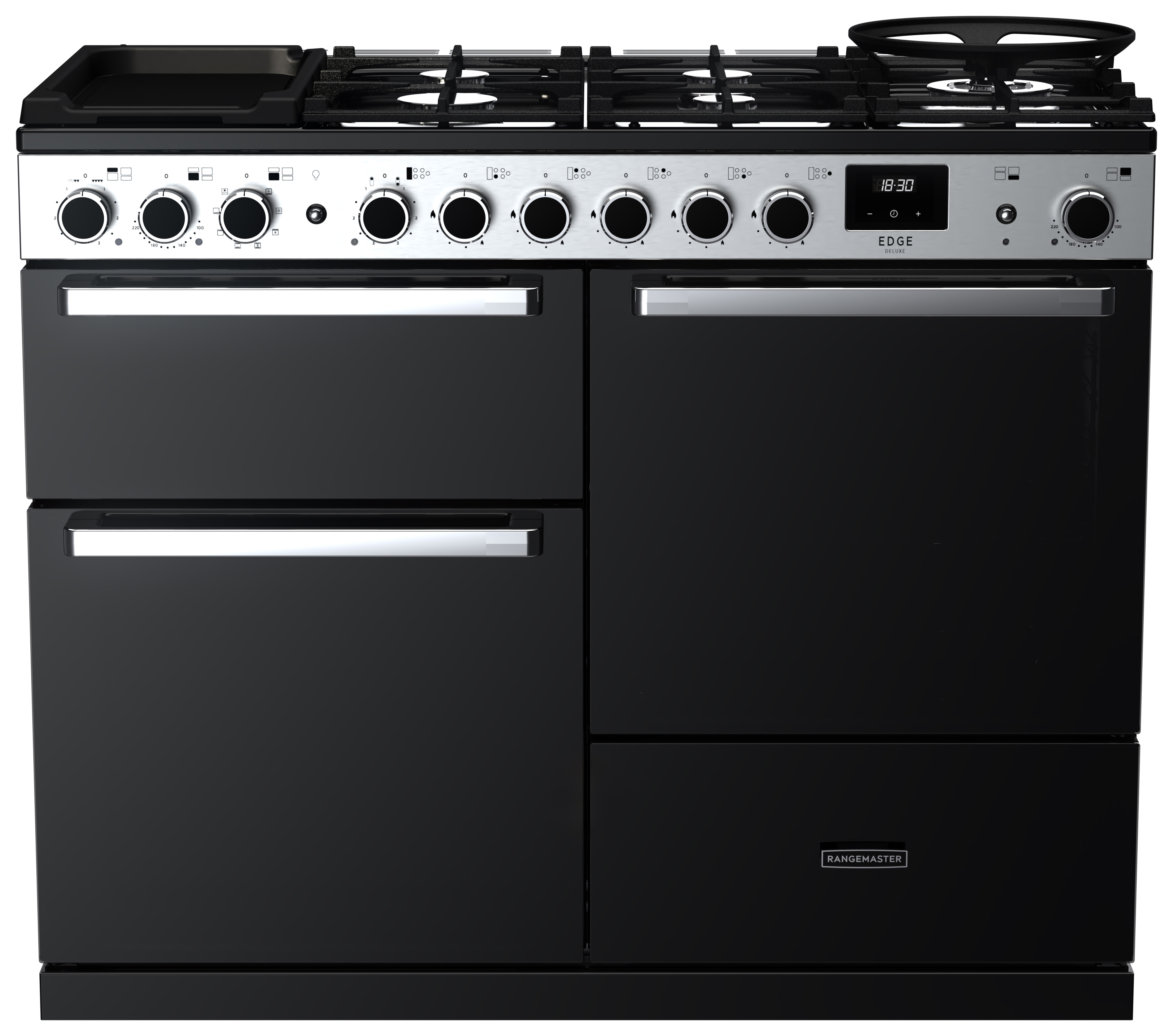 Rangemaster Edge Deluxe 110cm Dual Fuel Rangecooker - Black Glass