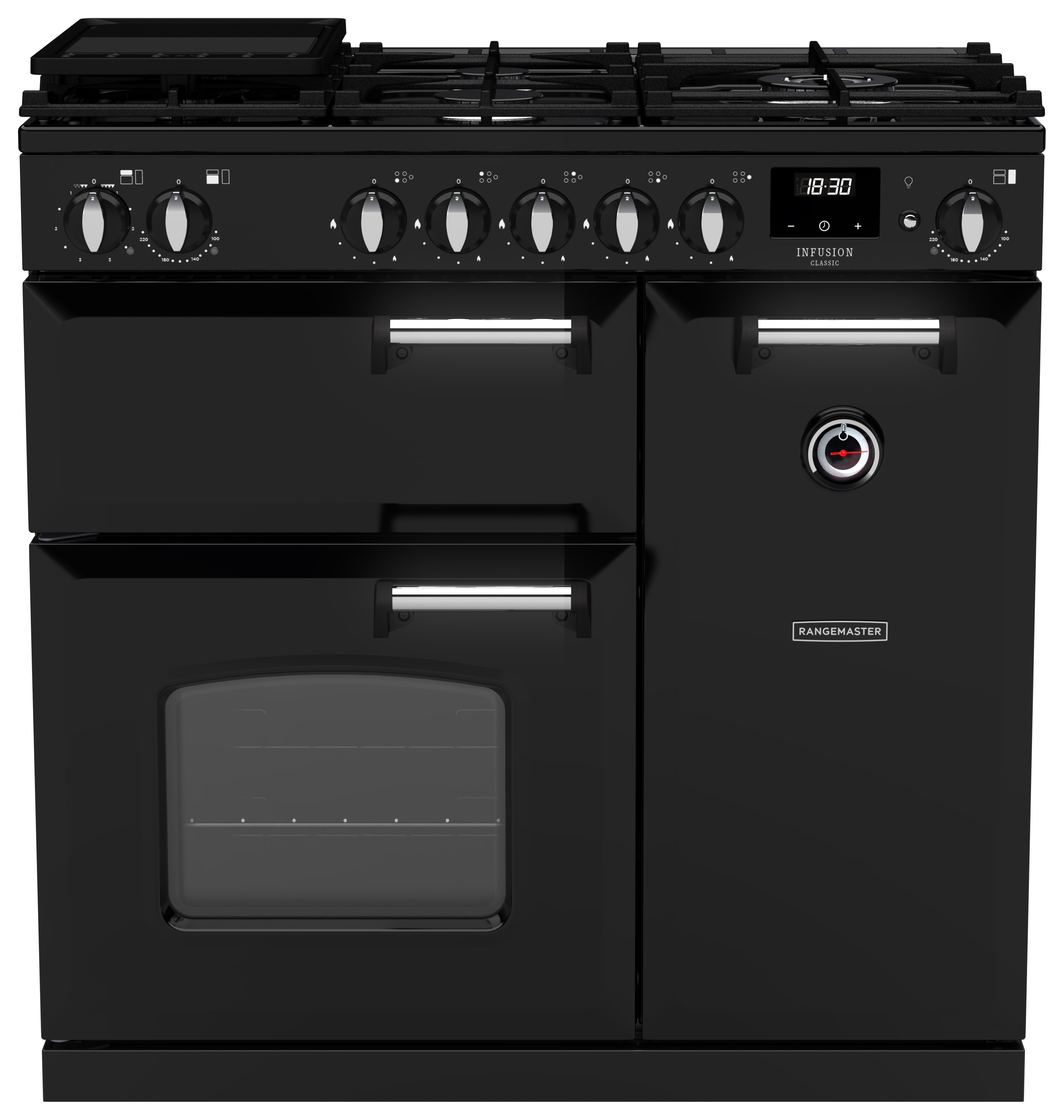 Rangemaster Infusion Classic 90cm Dual Fuel Range Cooker - Gloss Black