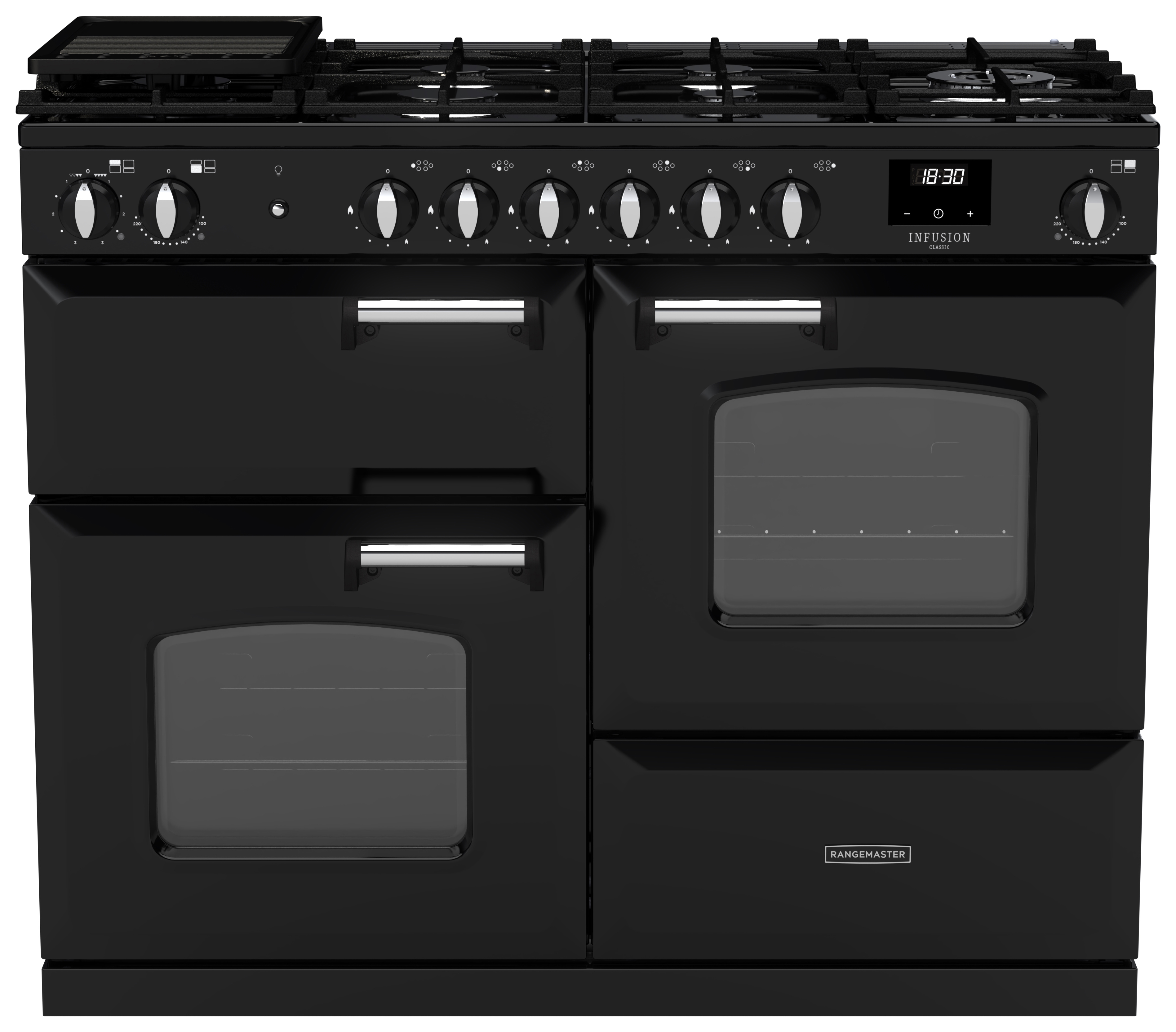 Rangemaster Infusion Classic 110cm Dual Fuel Rangecooker - Gloss Black