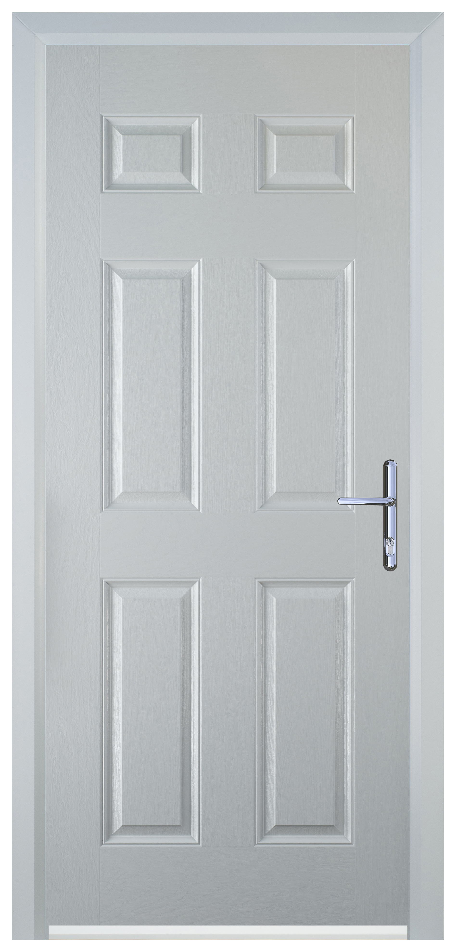 Door-Stop 6 Panel White Left Hand FD30 Integral Garage Fire Door Set - 2079mm