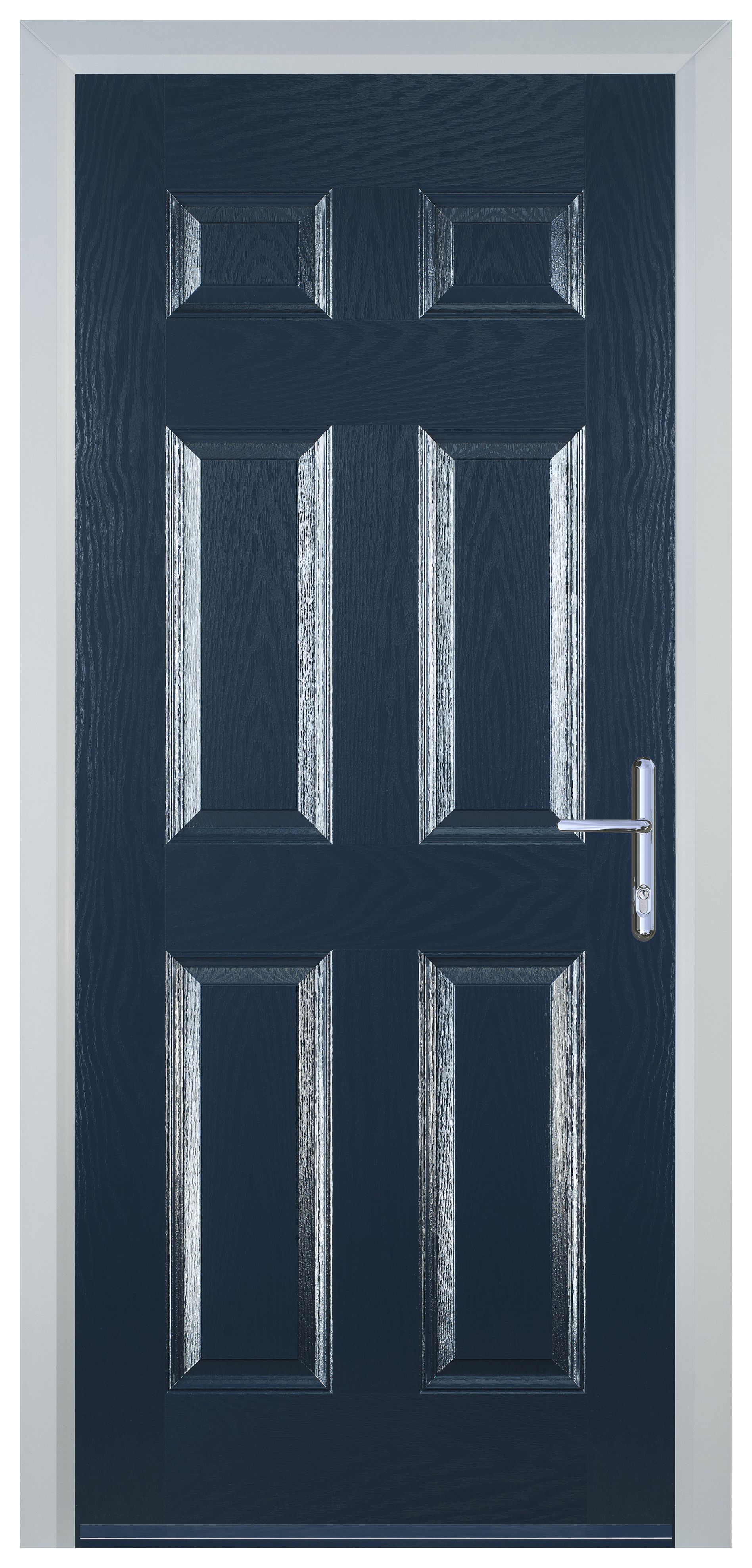 Door-Stop 6 Panel Blue Left Hand FD30 Integral Garage Fire Door Set - 2079mm