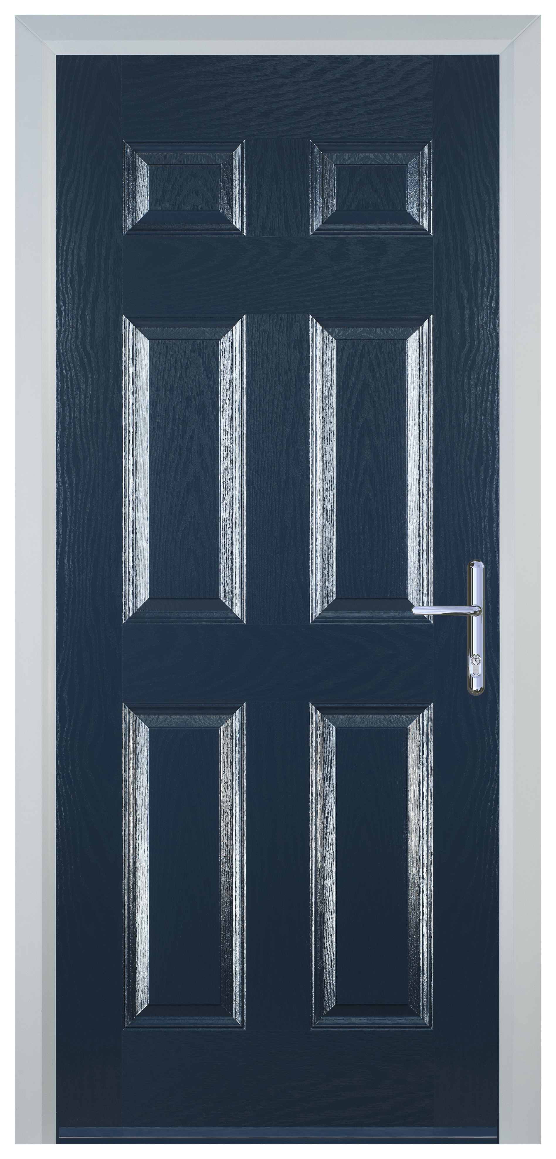 Door-Stop 6 Panel Blue Left Hand FD30 Integral Garage Fire Door Set - 920 x 2079mm