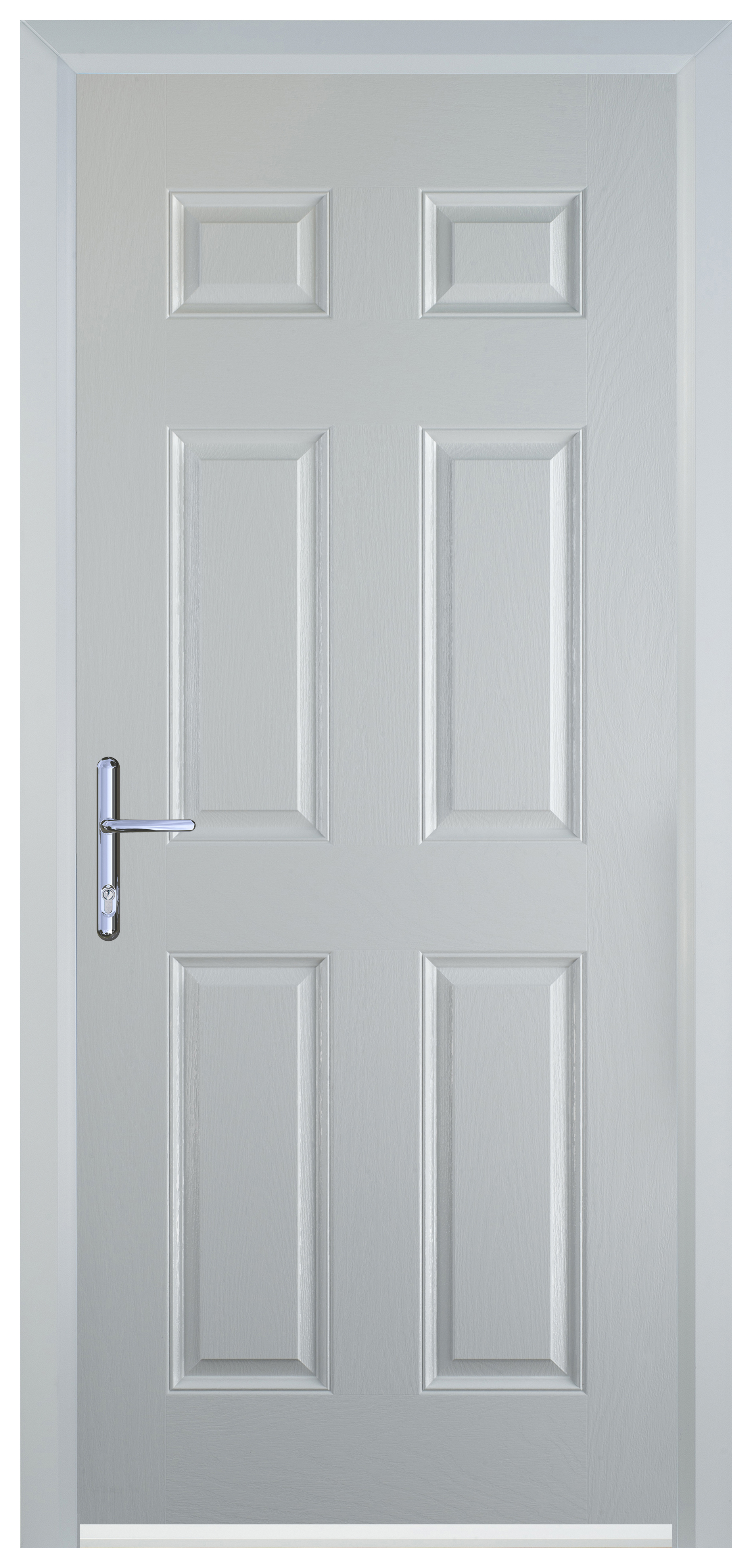 Door-Stop 6 Panel White Right Hand FD30 Integral Garage Fire Door Set - 2079mm