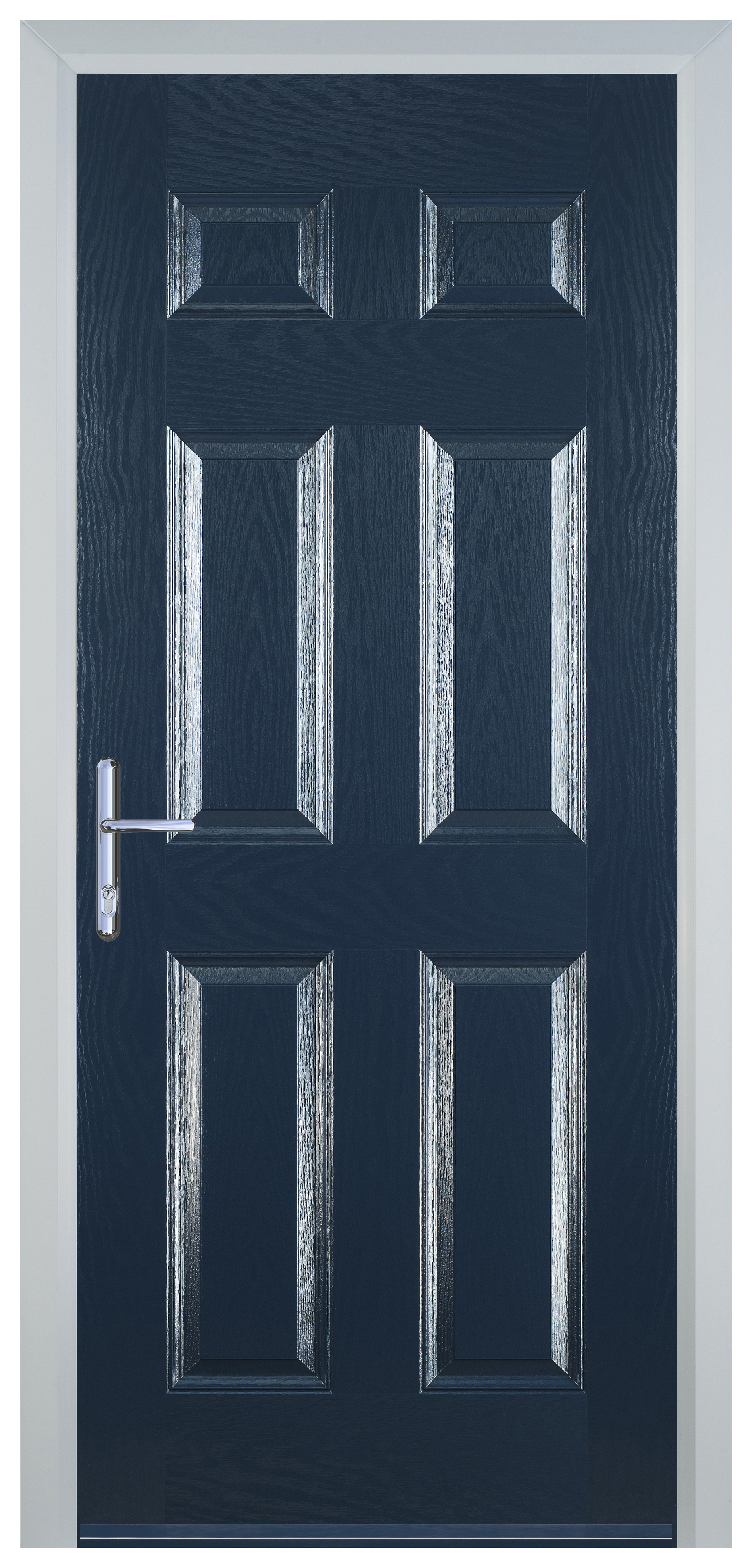 Door-Stop 6 Panel Blue Right Hand FD30 Integral Garage Fire Door Set - 2079mm