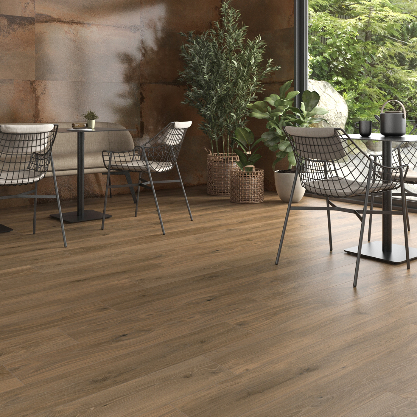 Wickes Boutique Nordika Walnut Matt Glazed Porcelain Wall & Floor Tile - 1200 x 200mm