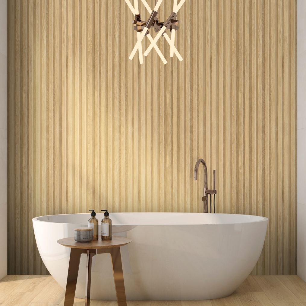 Wickes Boutique Nordika Light Oak Structured Dcor Porcelain Wall Tile - 1200 x 600mm