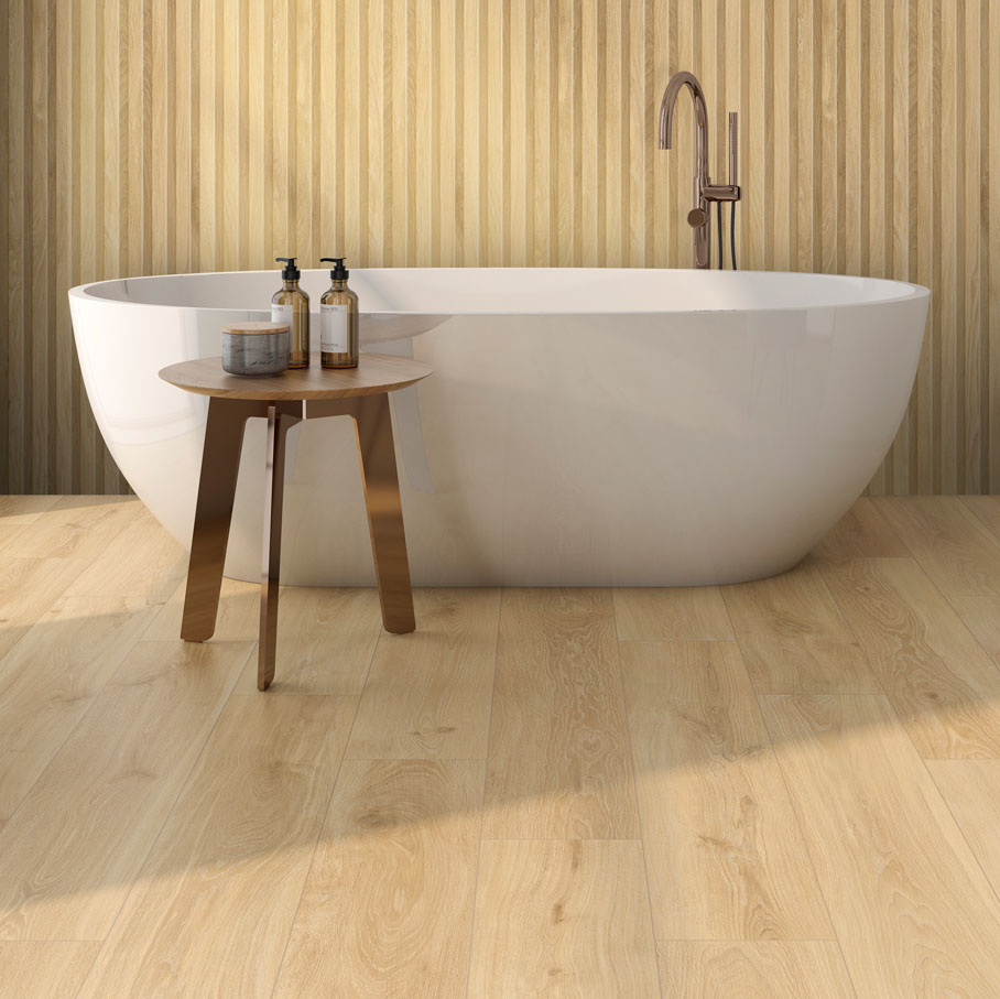 Wickes Boutique Nordika Light Oak Matt Glazed Porcelain Wall & Floor Tile - 1200 x 200mm