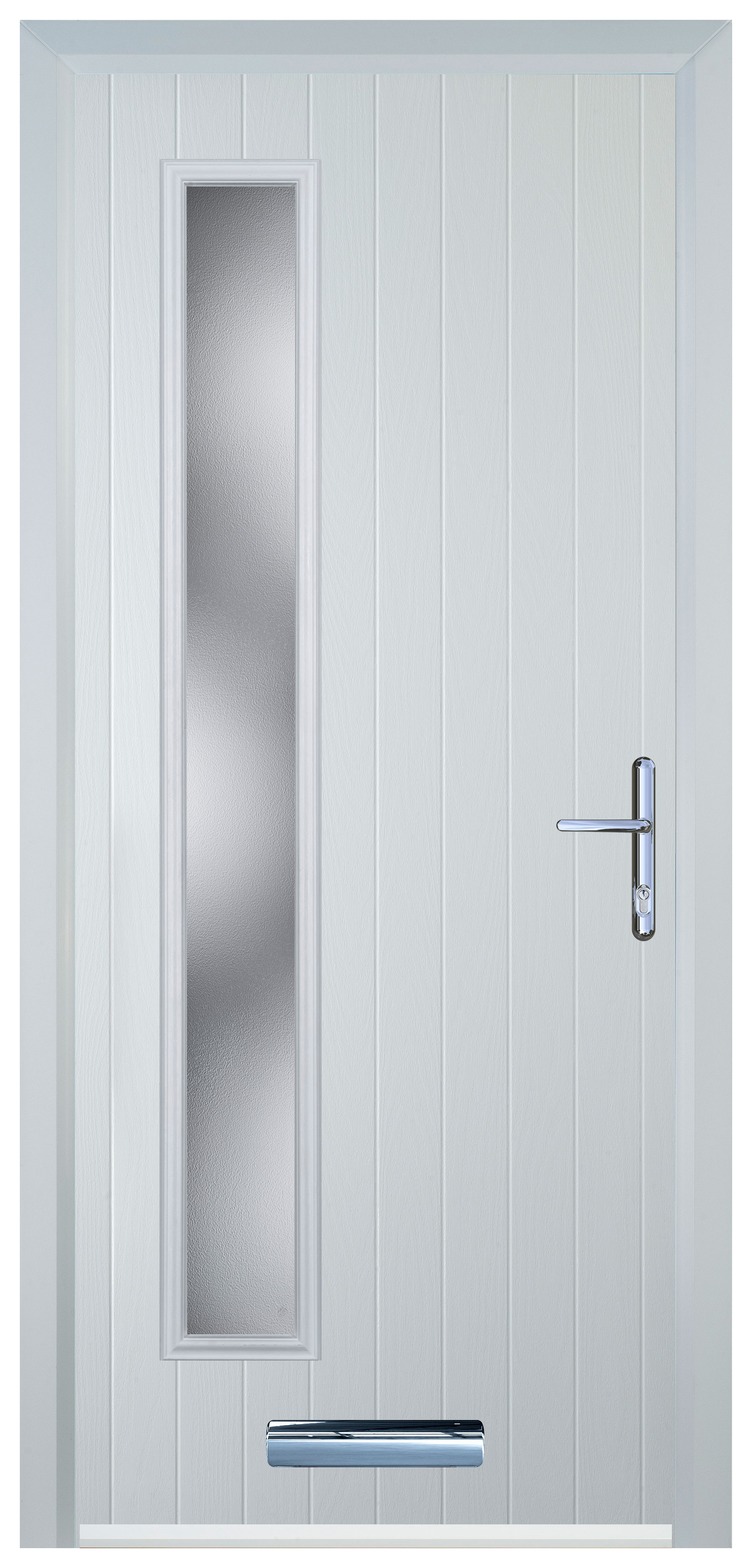 Door-stop Cottage Long Glazed White Left Hand Grp Composite Door - 840 X 2100mm