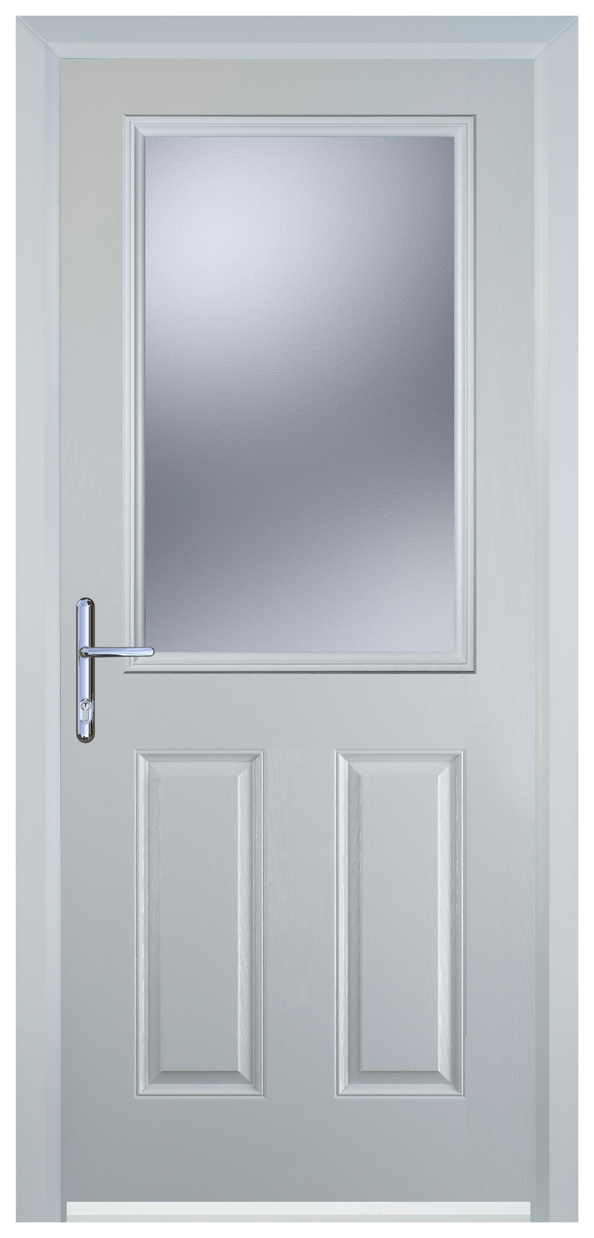Door-Stop 2 Panel 1 Square White Right Hand GRP Composite Door - 2100mm