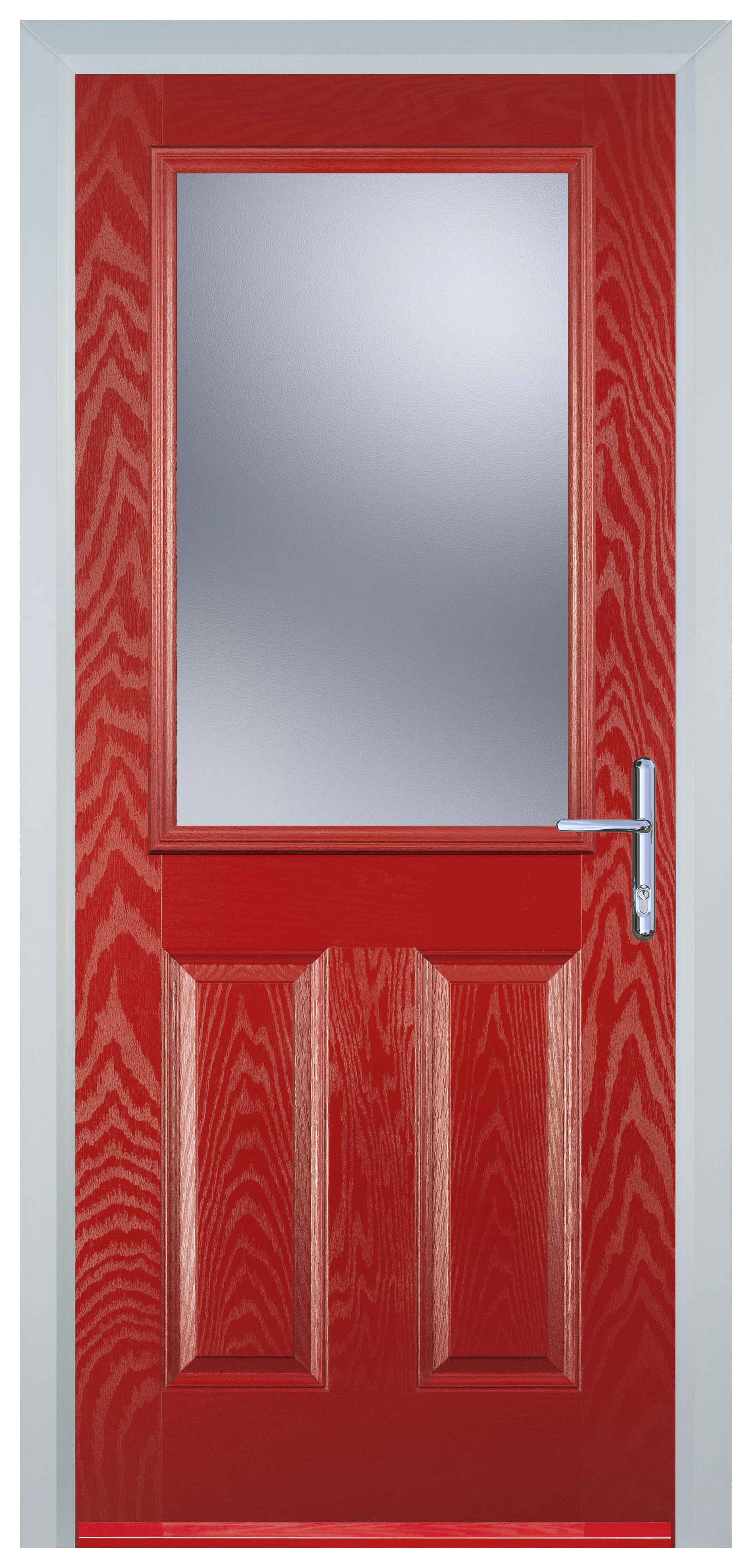 Door-Stop 2 Panel 1 Square Red Left Hand GRP Composite Door - 2100mm