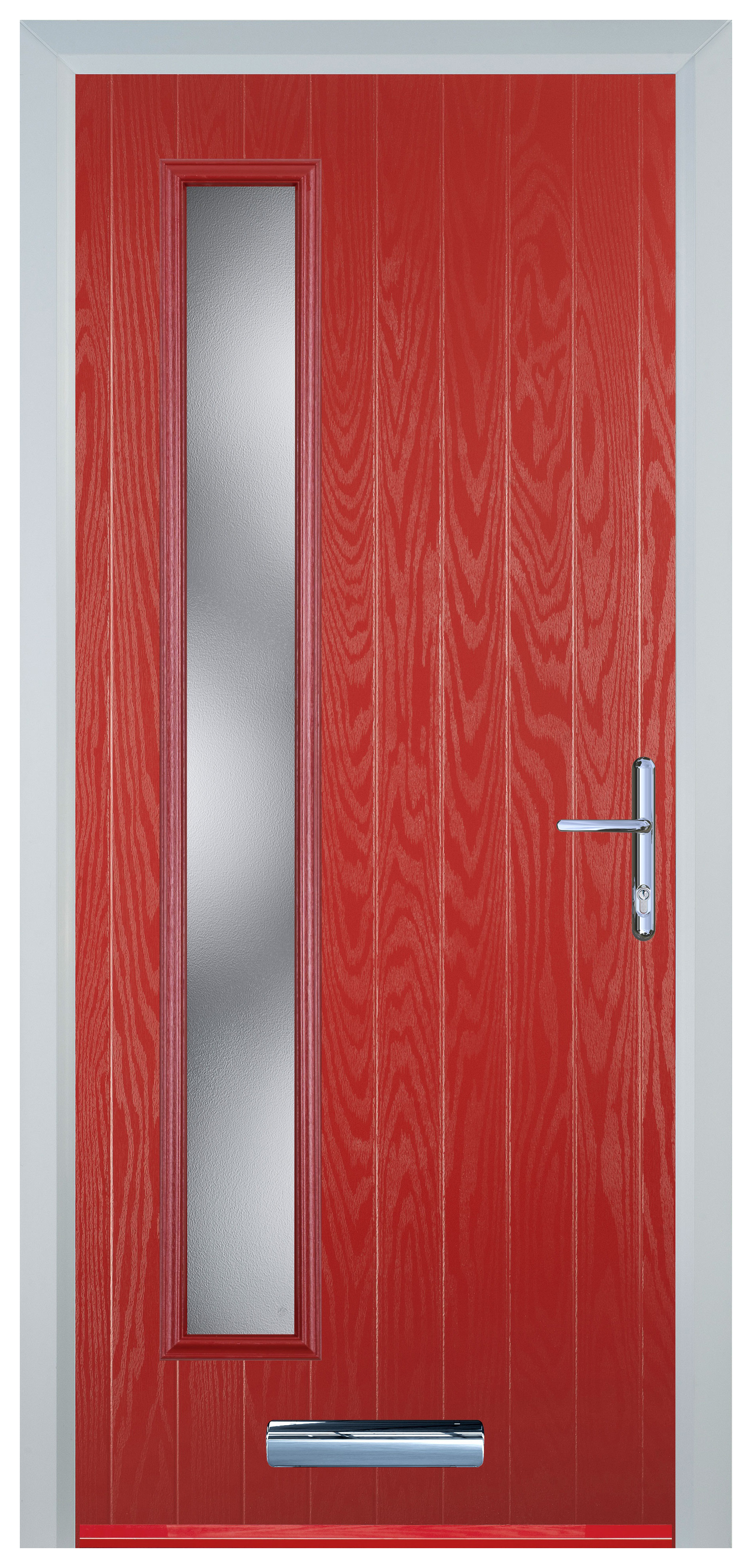 Door-Stop Cottage Long Glazed Red Left Hand Composite Door - 2100mm