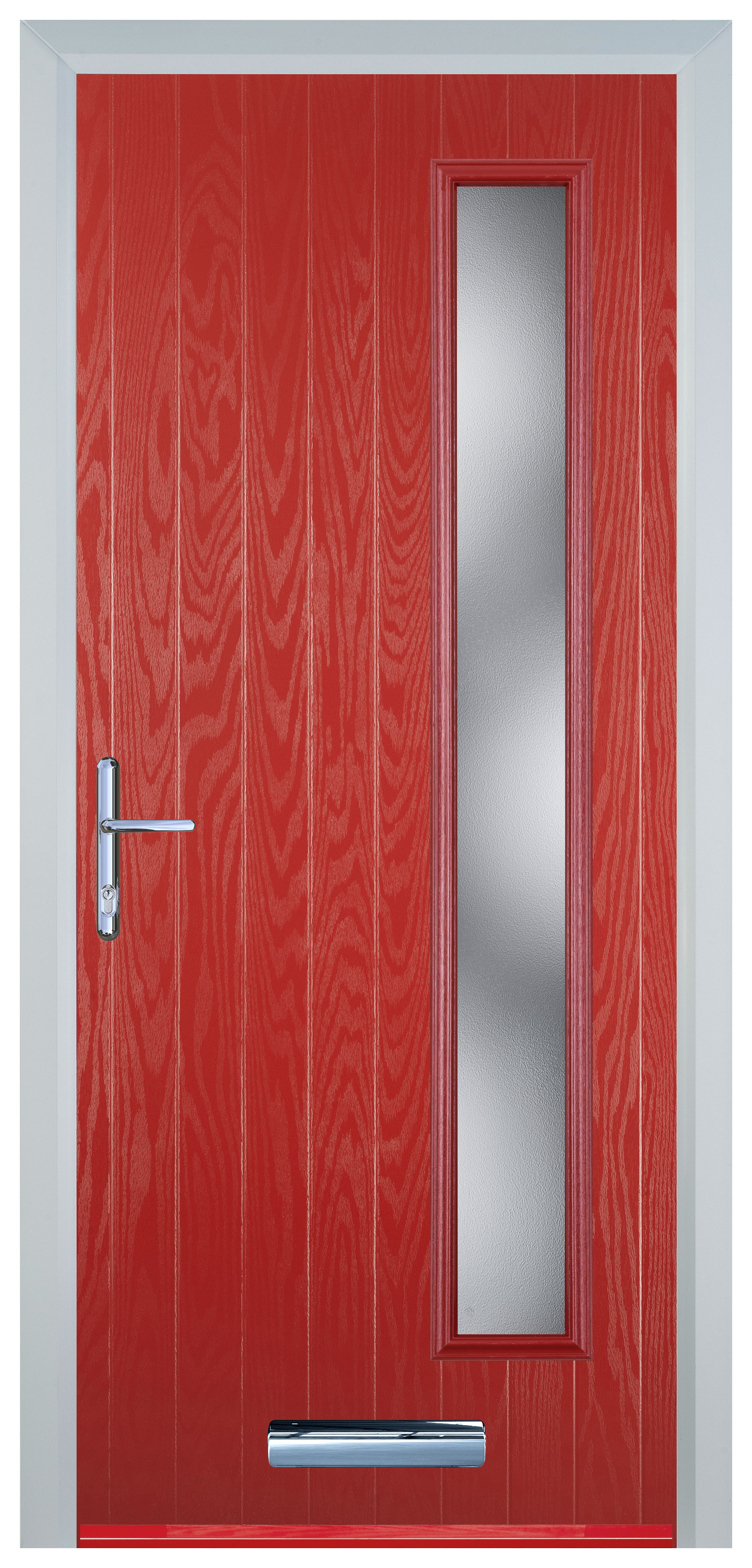 Door-Stop Cottage Long Glazed Red Right Hand Composite Door - 2100mm