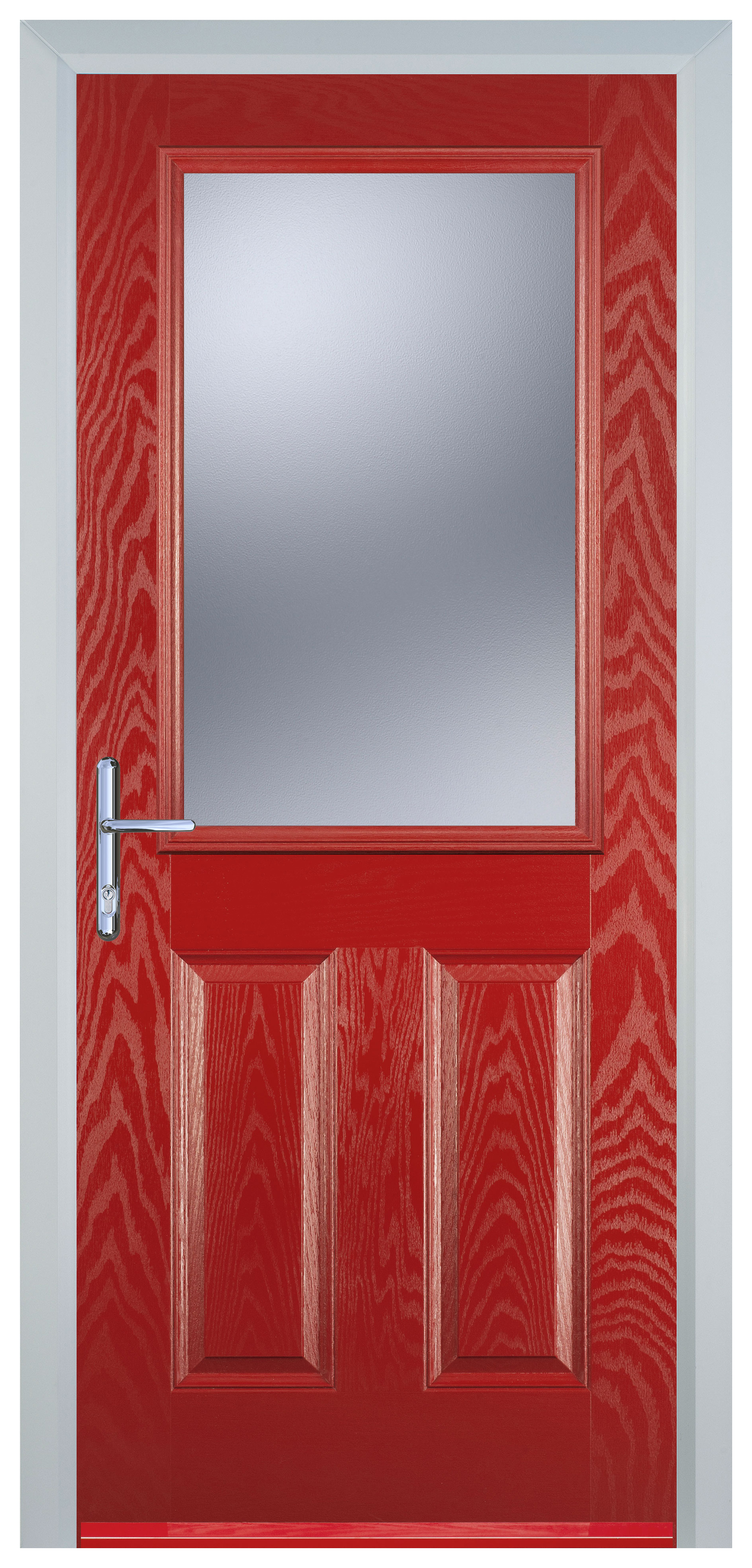 Door-Stop 2 Panel 1 Square Red Right Hand GRP Composite Door - 2100mm
