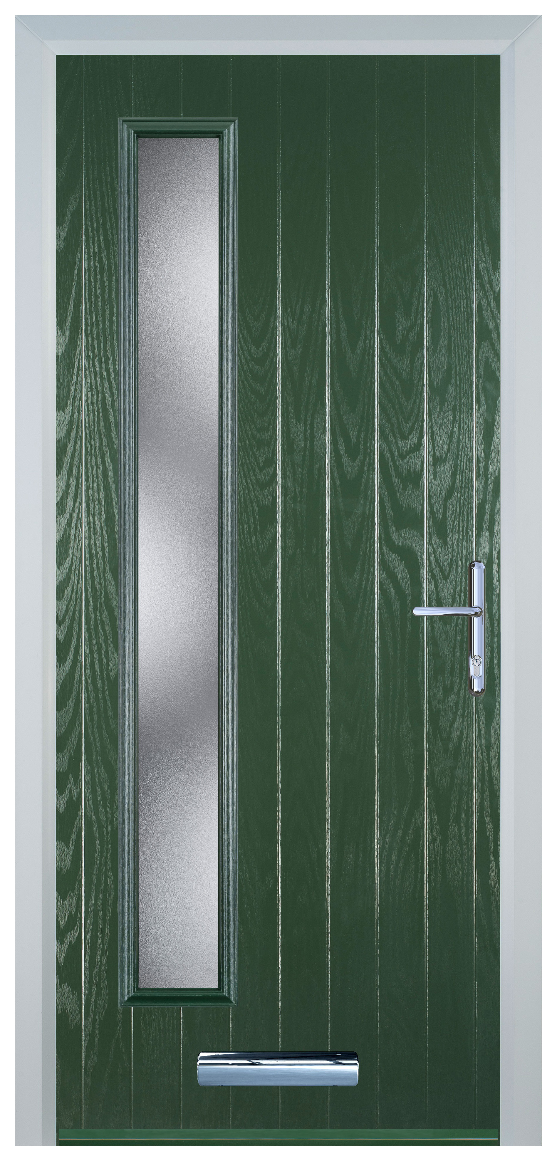 Door-Stop Cottage Long Glazed Green Left Hand Composite Door - 2100mm