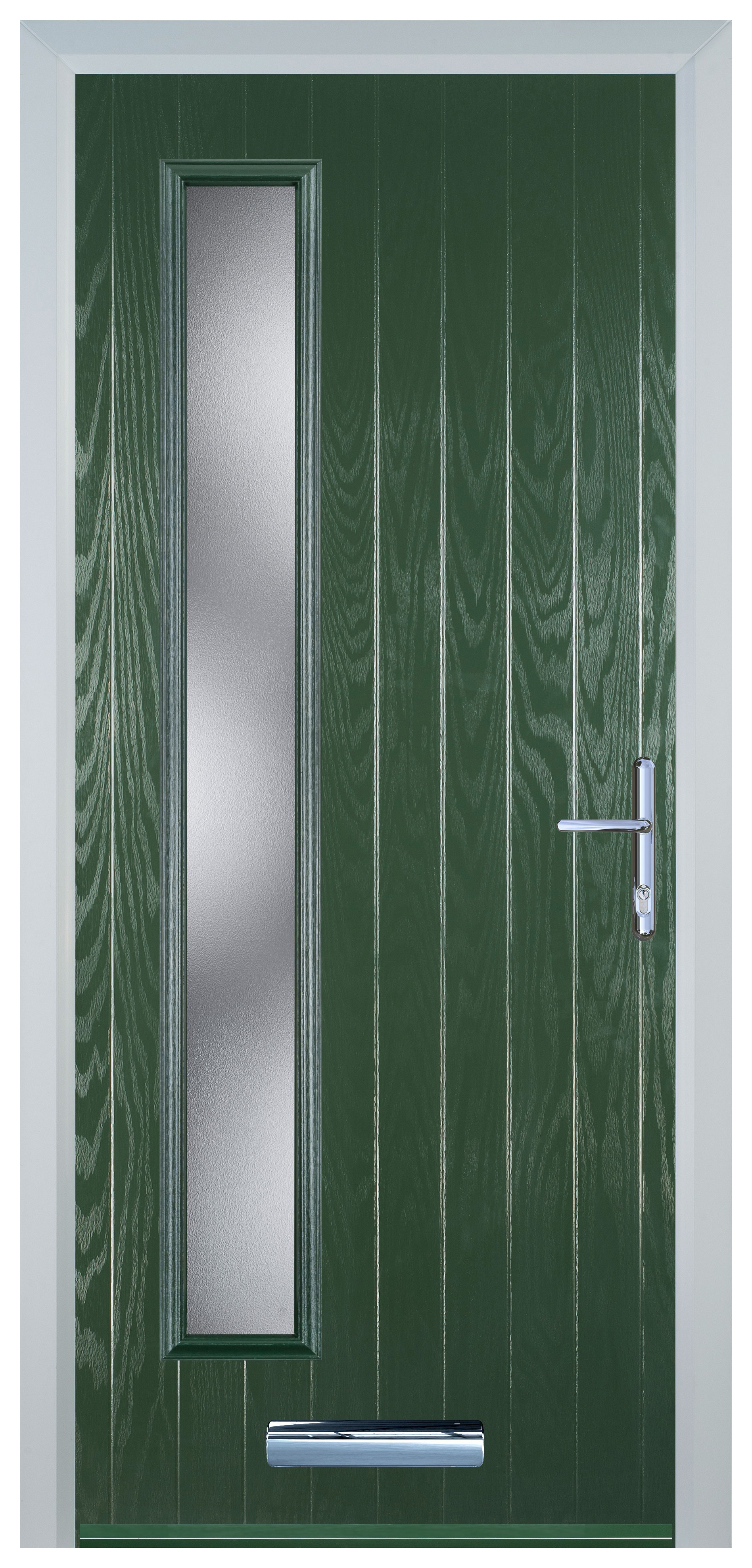 Door-stop Cottage Long Glazed Green Left Hand Grp Composite Door - 920 X 2100mm