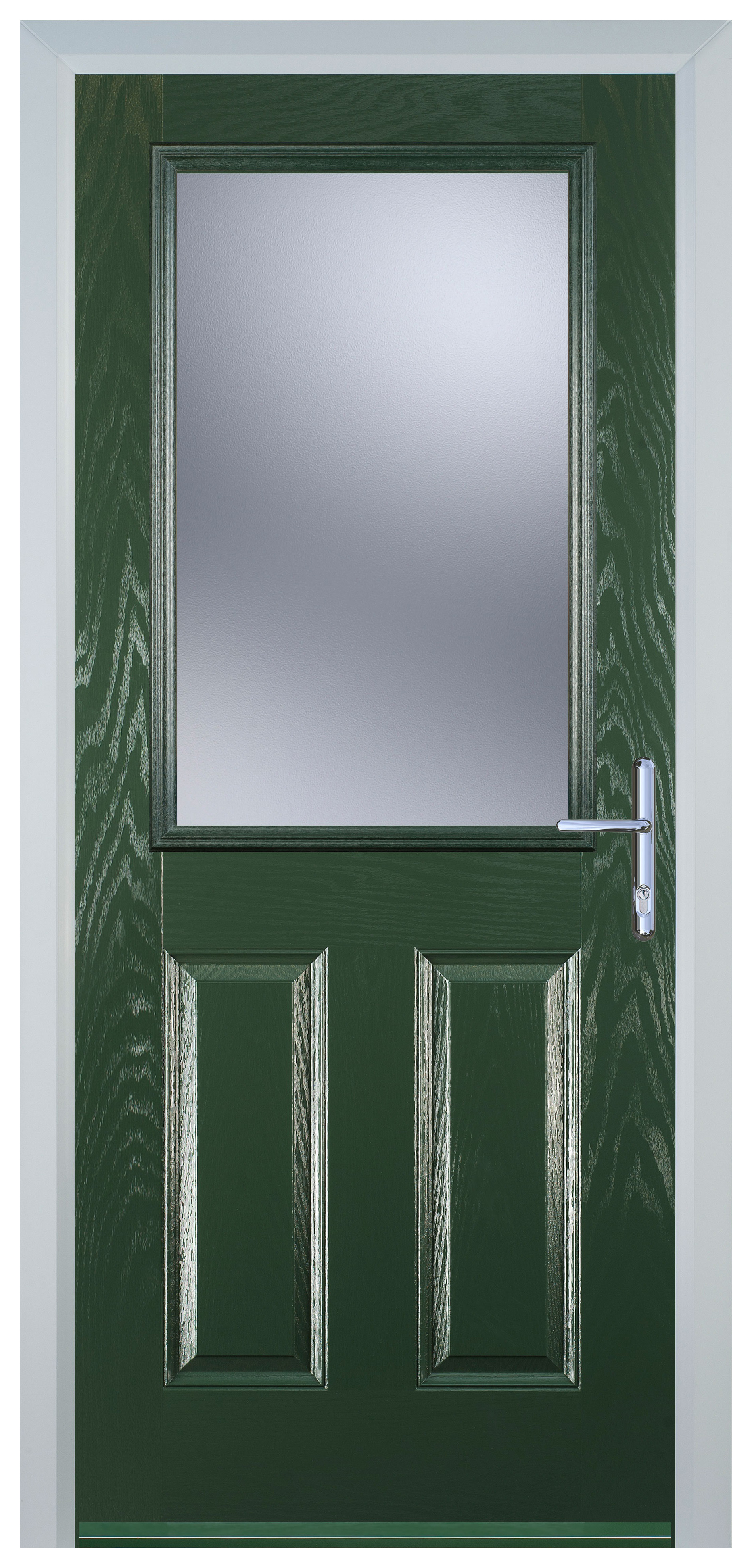 Door-Stop 2 Panel 1 Square Green Left Hand GRP Composite Door - 2100mm