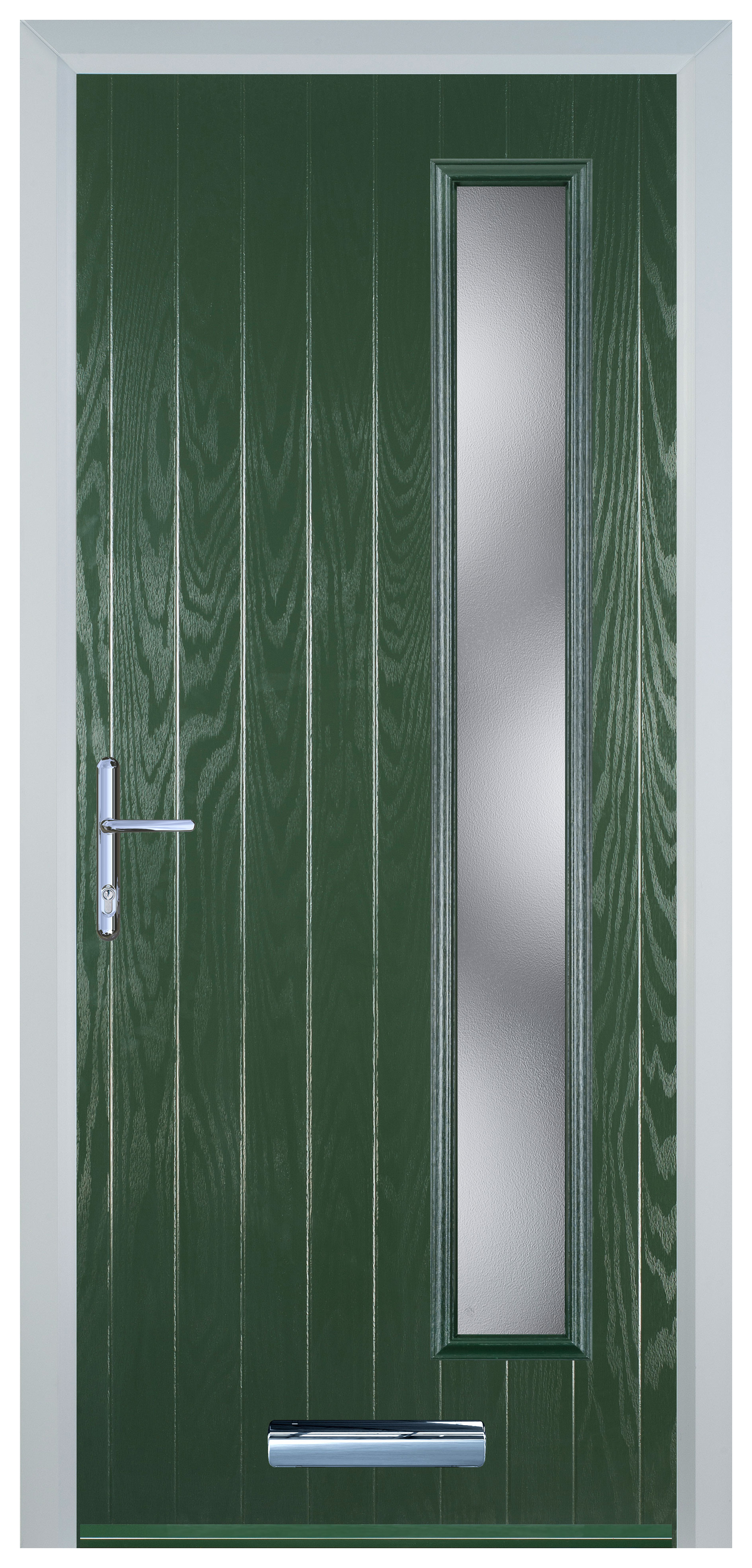 Door-stop Cottage Long Glazed Green Right Hand Grp Composite Door - 840 X 2100mm